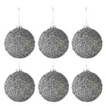 Paris Prix Lot de 6 Boules de Noël  Paillettes  8cm Gris Fumé