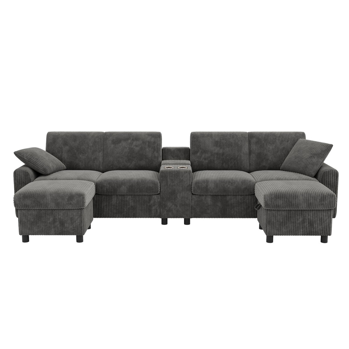 MERAX Canapé d'angle panoramique fixe 4 places tissu