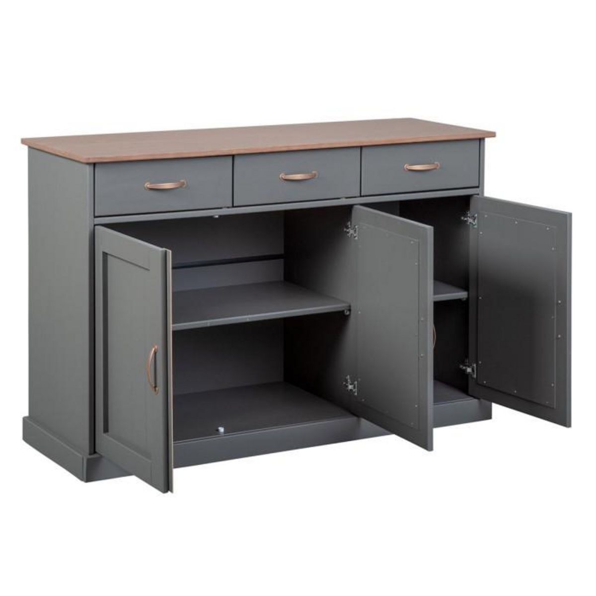 Paris Prix Buffet 3 Portes & 3 Tiroirs  Zernan  131cm Gris