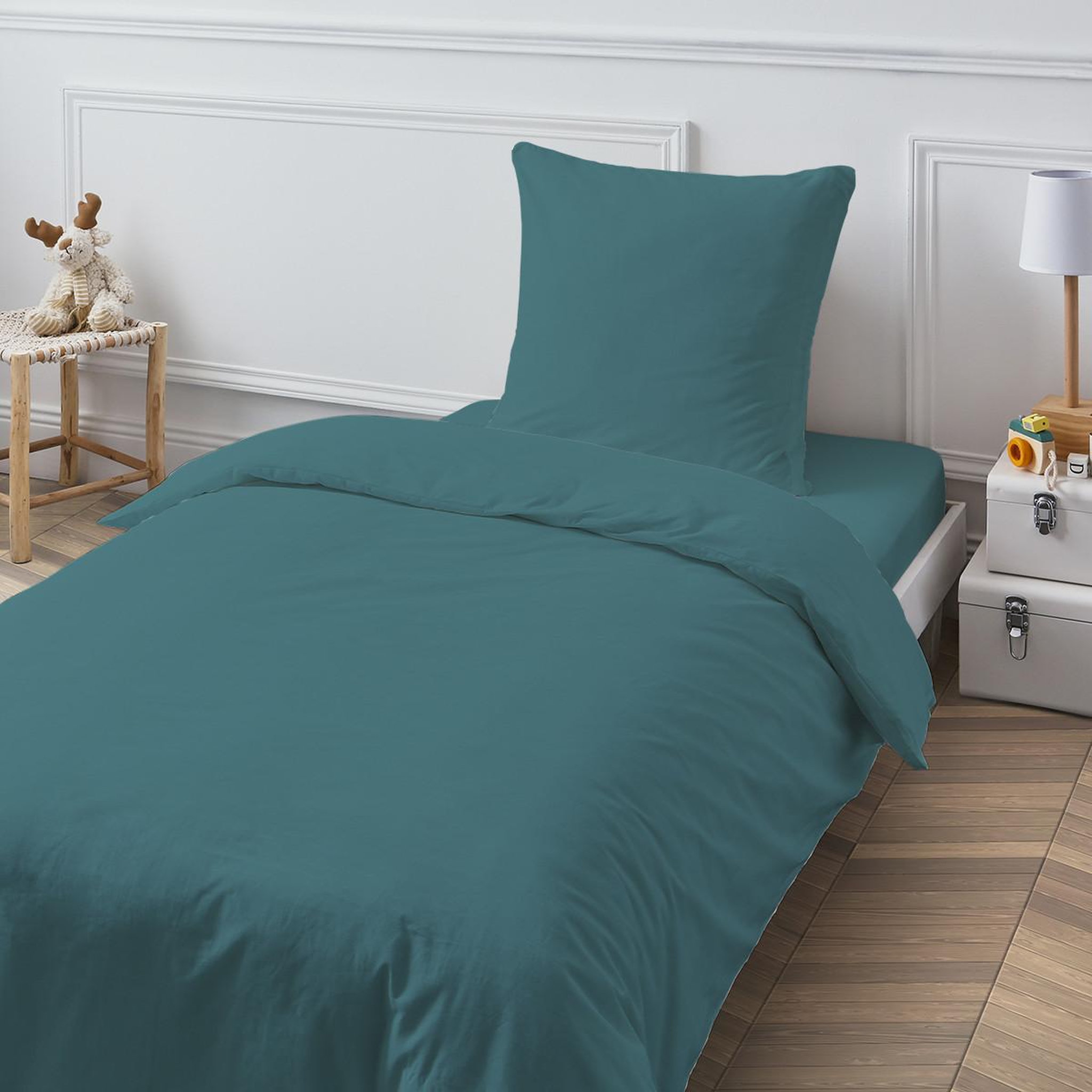 Voir la diapositive 3 : FUTURE HOME Drap housse en coton 57 fils uni bonnet 25cm