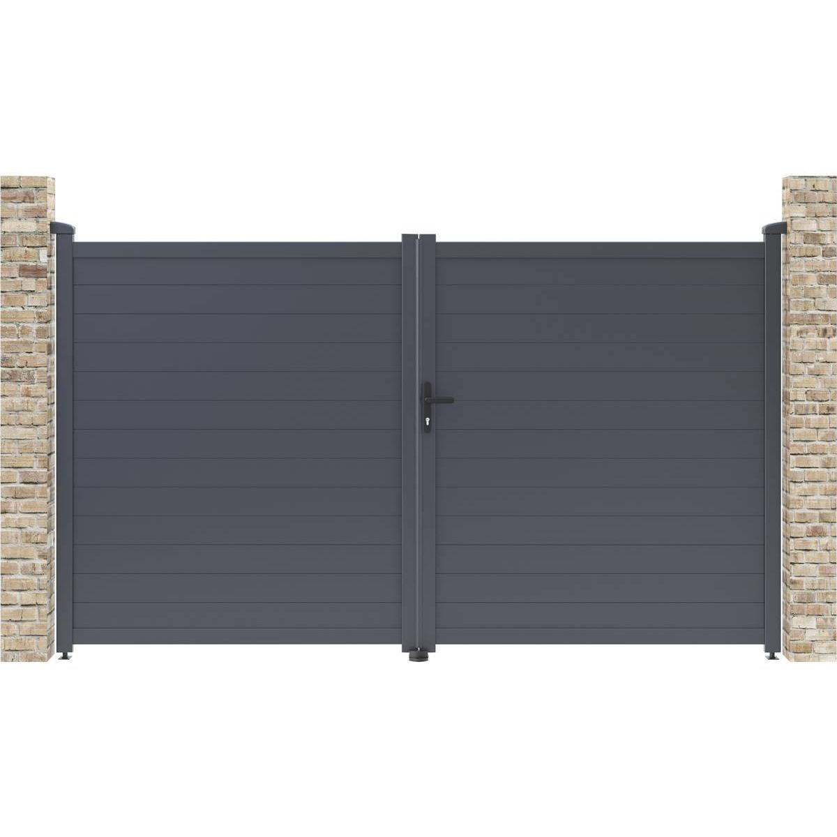 Habitat et Jardin Portail aluminium  Marc  - 299.5 x 180.9 cm - Gris