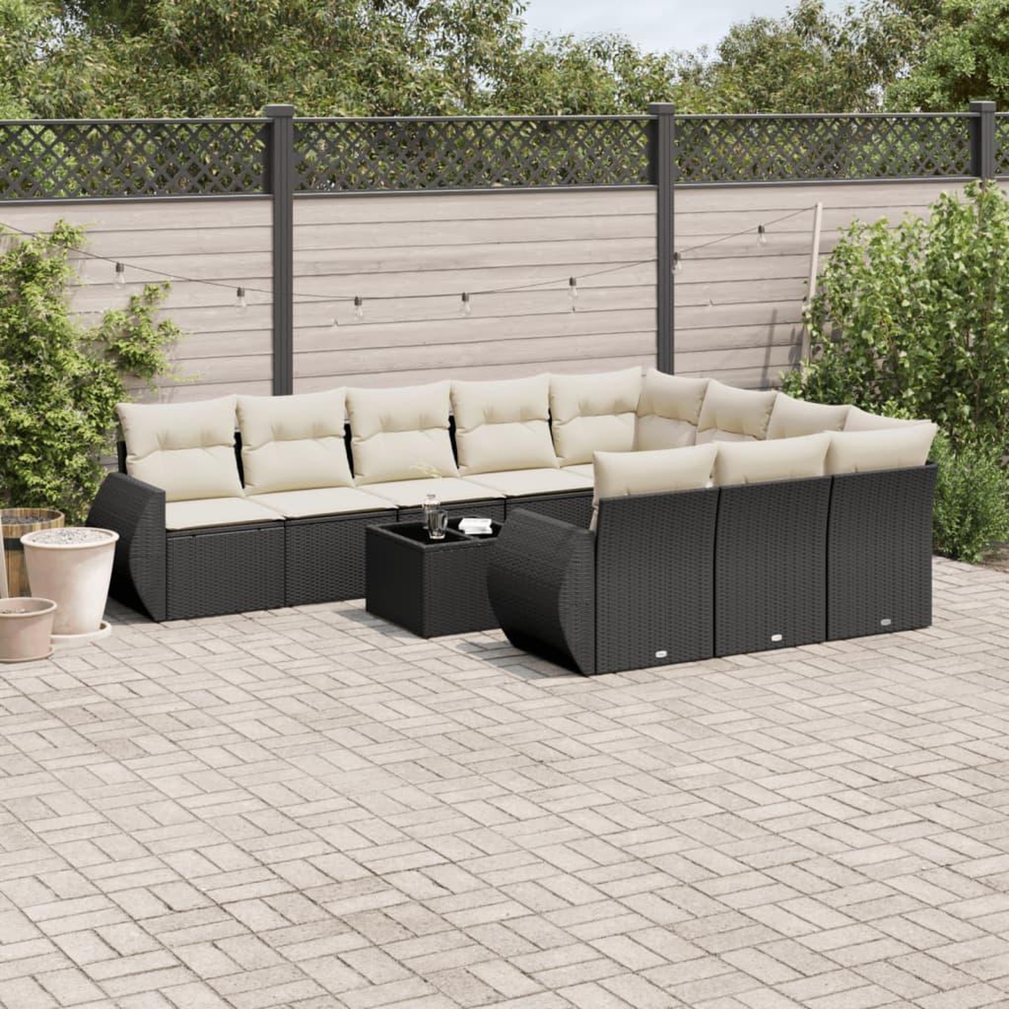 VIDAXL Salon de jardin 11 pcs avec coussins noir resine tressee