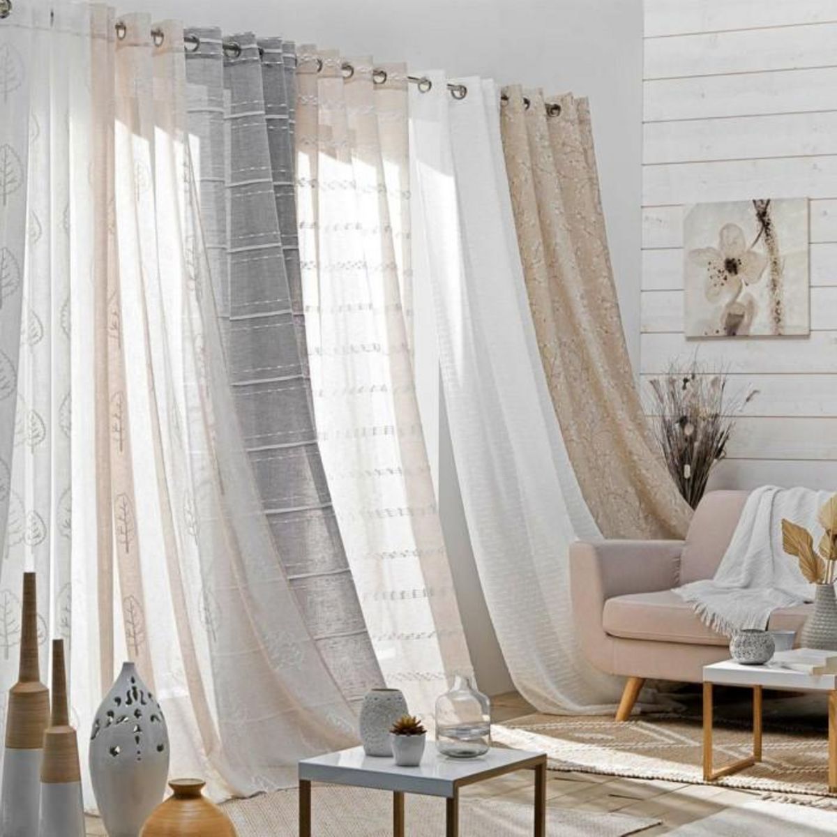 Paris Prix Rideau Voilage à Œillets  Amazia  140x240cm Blanc