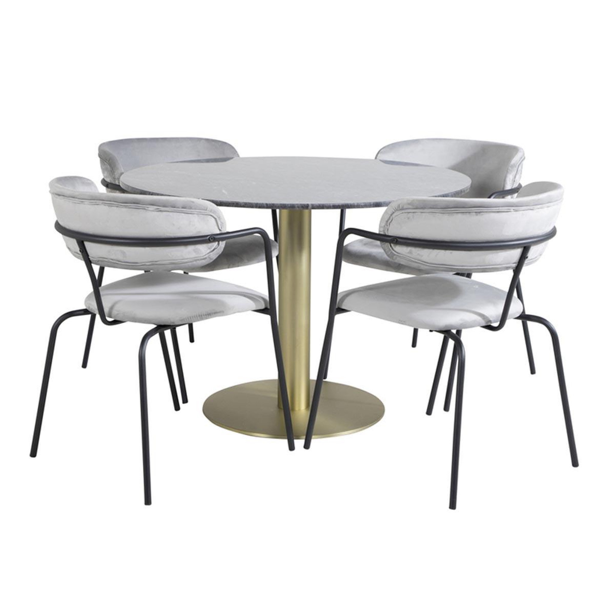 Paris Prix Ensemble Table à Manger & 4 Chaises  Estelle II & Arrow  106cm Gris Foncé & Gris