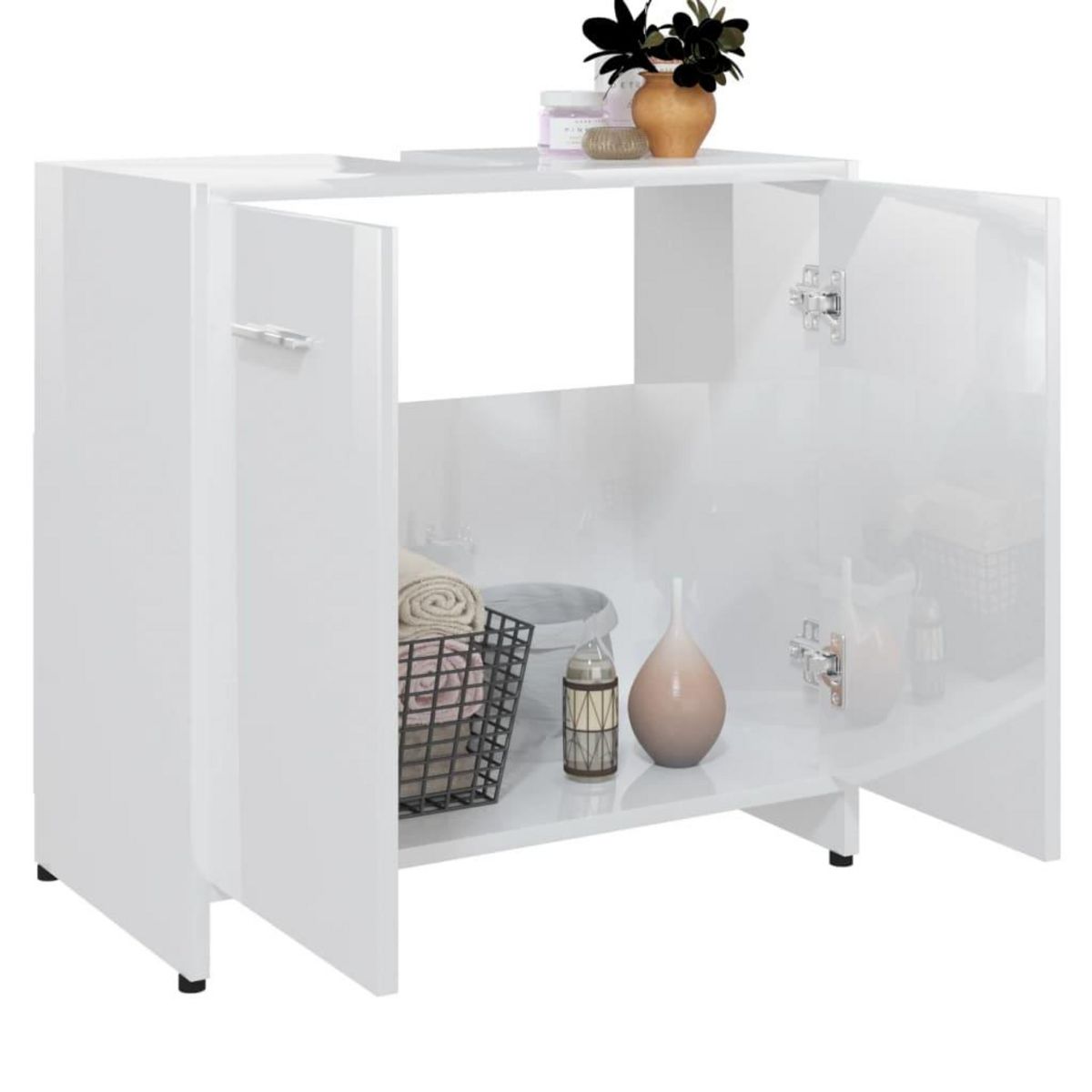 VIDAXL Armoire de salle de bain Blanc brillant Bois d'ingenierie