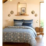 Les Ateliers du Linge Parure de housse de couette 100% coton bio 57fils debby. Coloris disponibles : Bleu