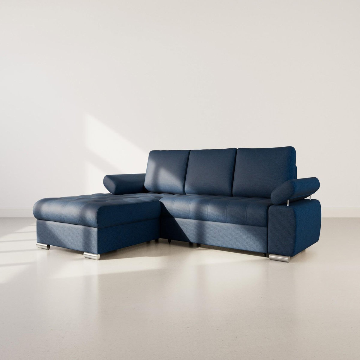 BEST MOBILIER Bianca - canapé d'angle gauche 4 places convertible avec coffre en tissu texturé