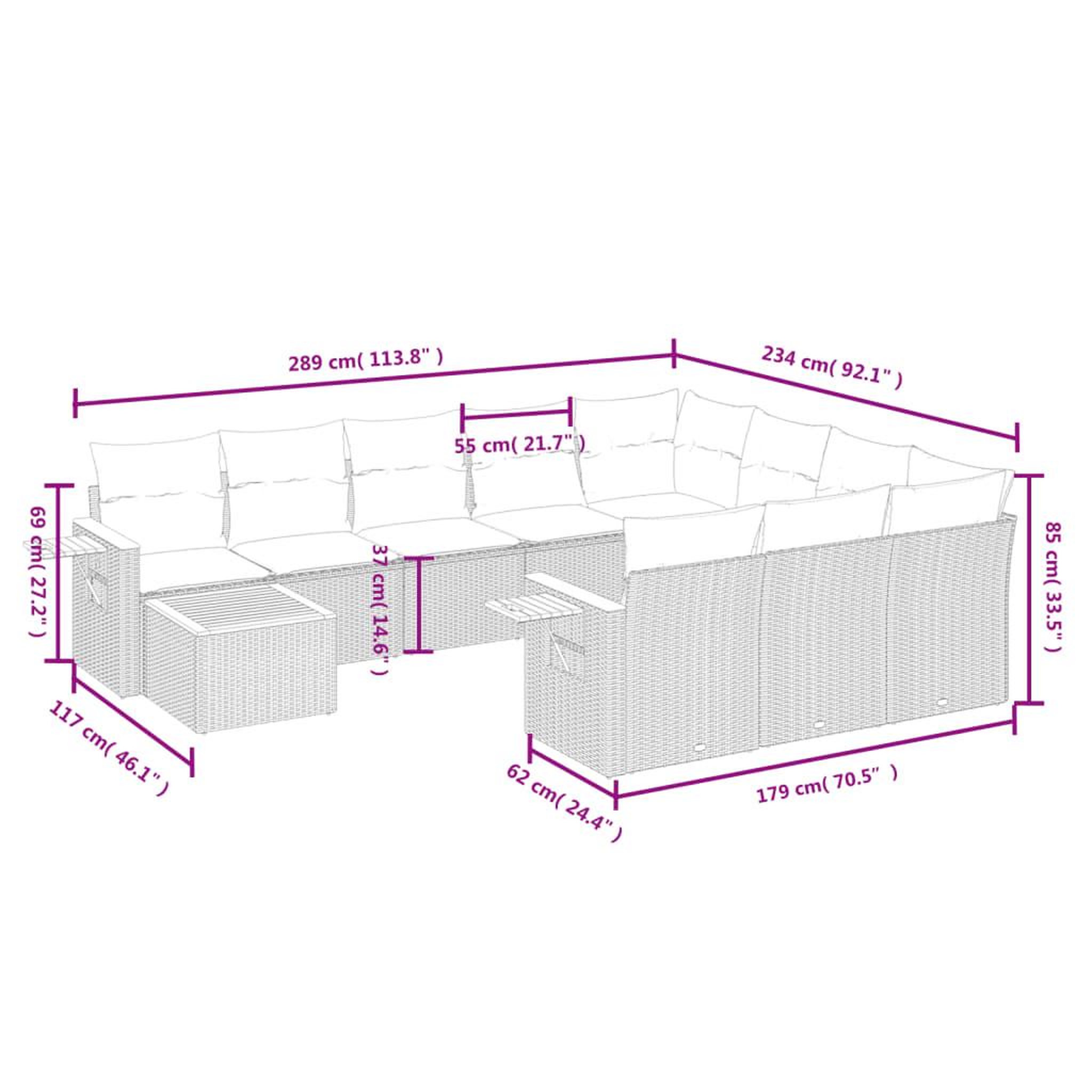 Voir la diapositive 6 : VIDAXL Salon de jardin 11 pcs avec coussins noir resine tressee