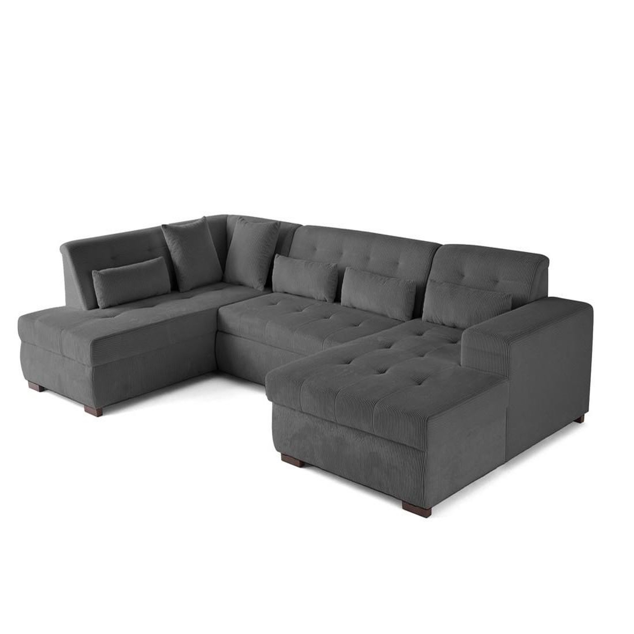 Voir la diapositive 2 : LISA DESIGN Vermont - canapé panoramique d'angle gauche - 7 places - convertible avec coffre - en velours côtelé