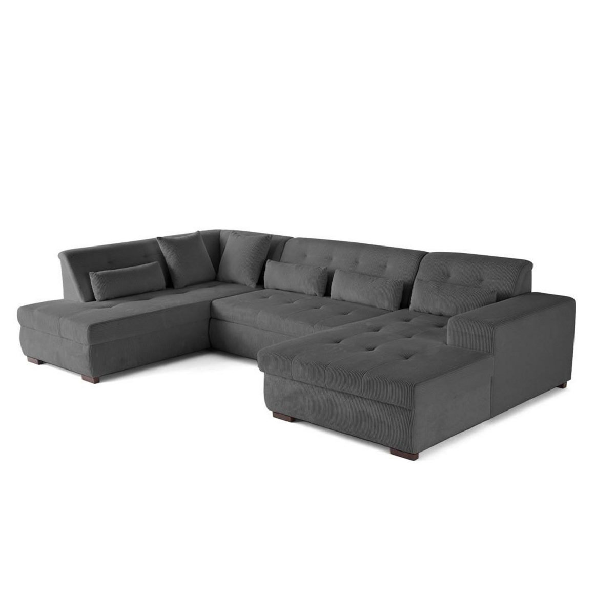 LISA DESIGN Vermont - canapé panoramique d'angle gauche - 7 places - convertible avec coffre - en velours côtelé