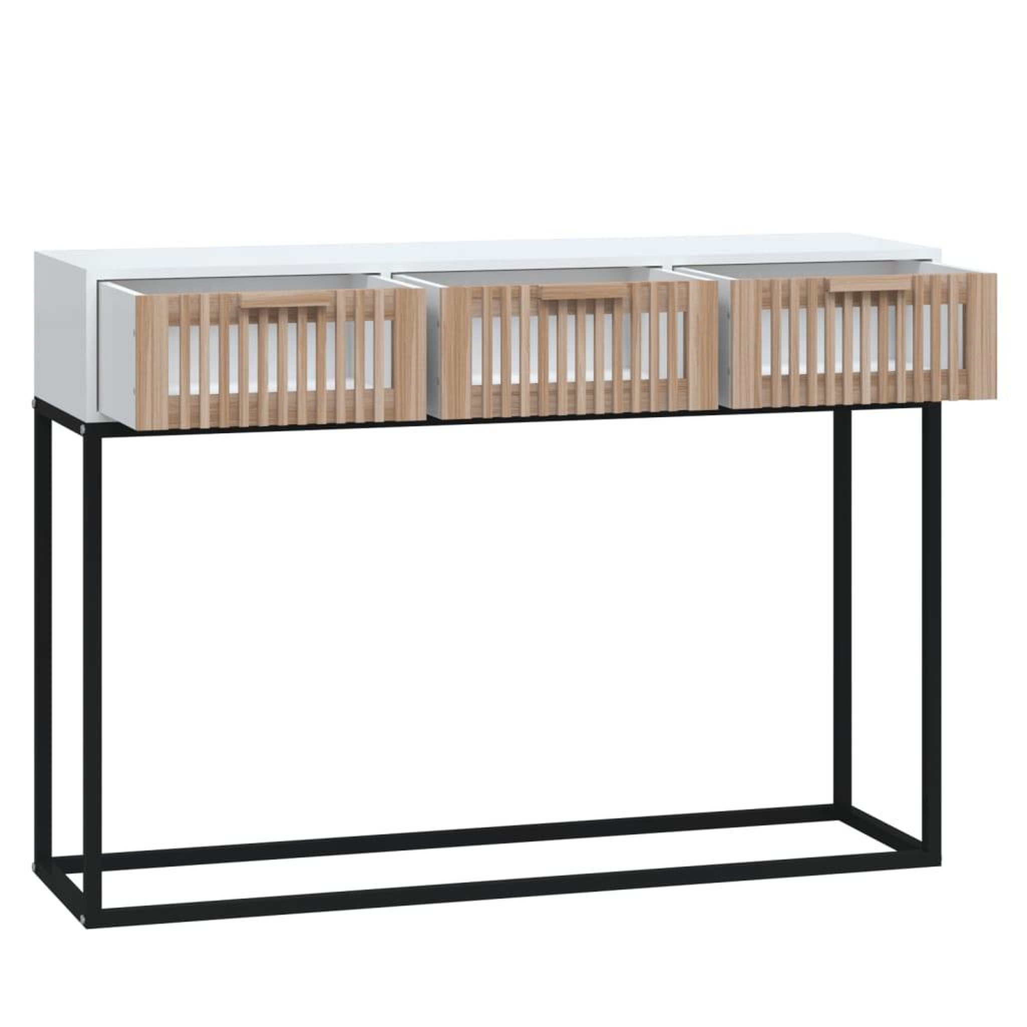 Voir la diapositive 5 : VIDAXL Table console blanc 105x30x75 cm bois d'ingenierie et fer