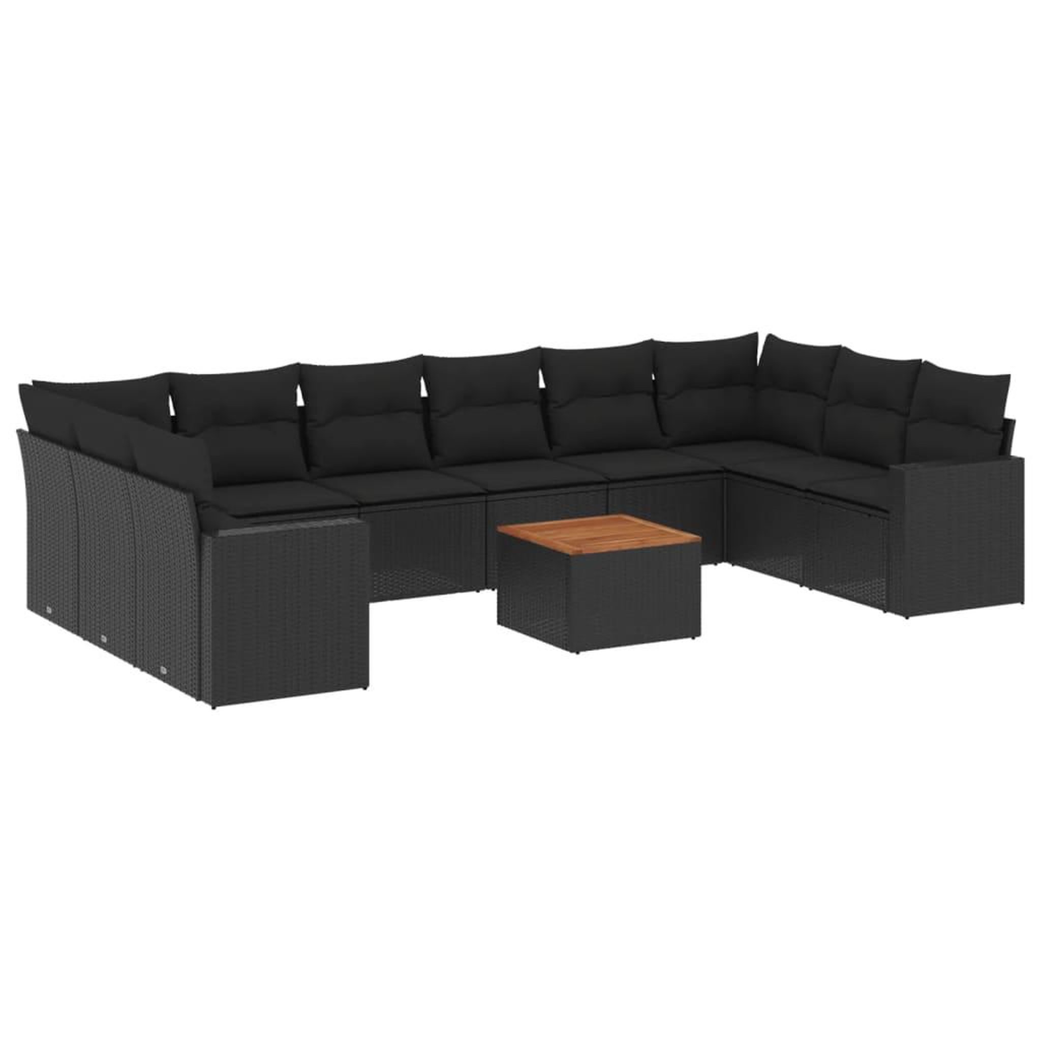 Voir la diapositive 2 : VIDAXL Salon de jardin 11 pcs avec coussins noir resine tressee