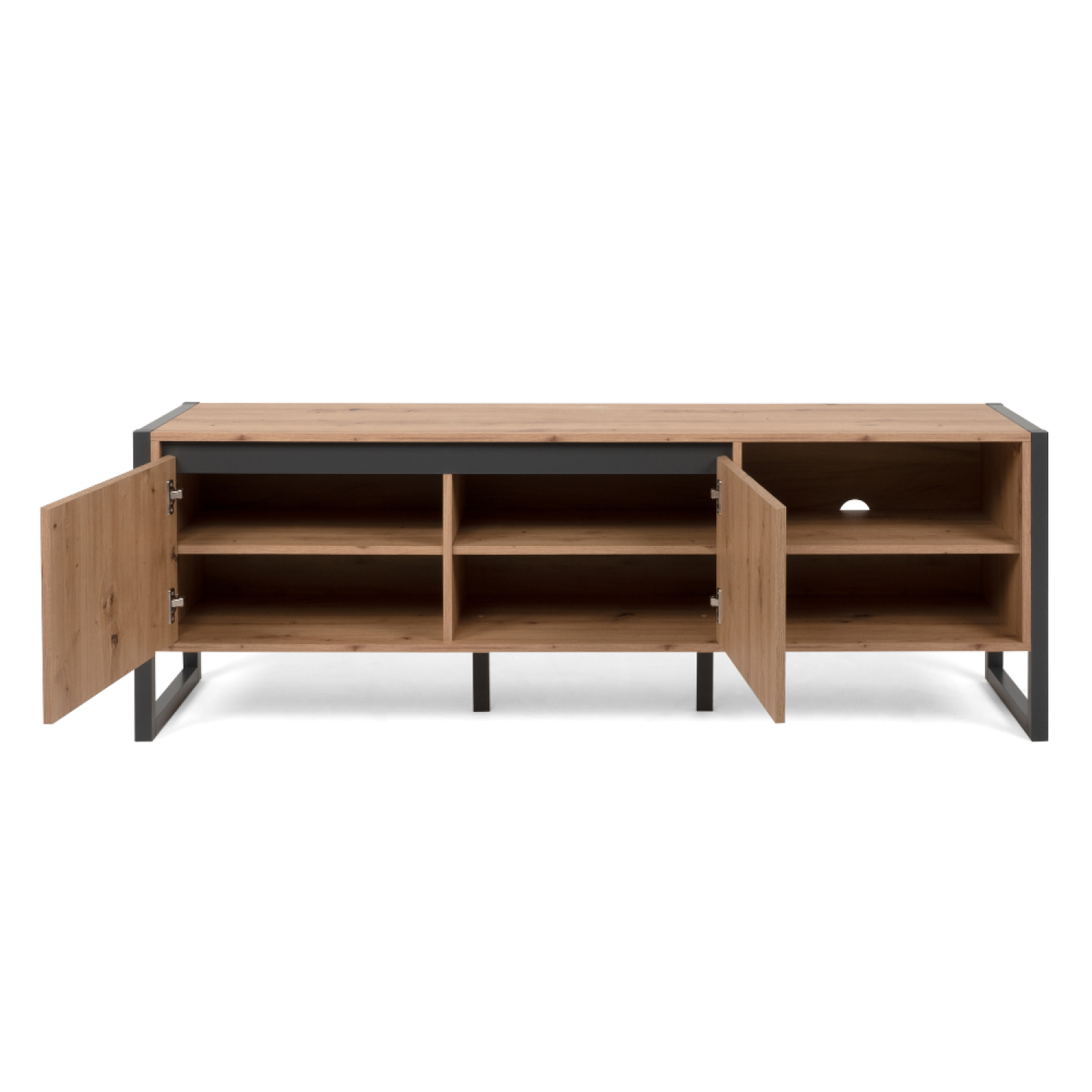 Voir la diapositive 5 : CONCEPT USINE Meuble tv industriel en bois avec placards kotor