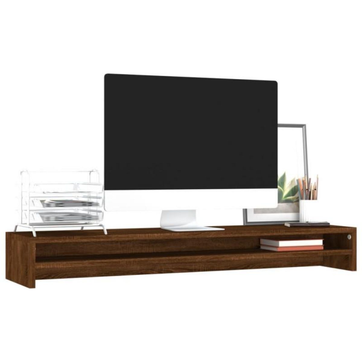 VIDAXL Support de moniteur Chêne marron 100x24x13 cm Bois d ingénierie