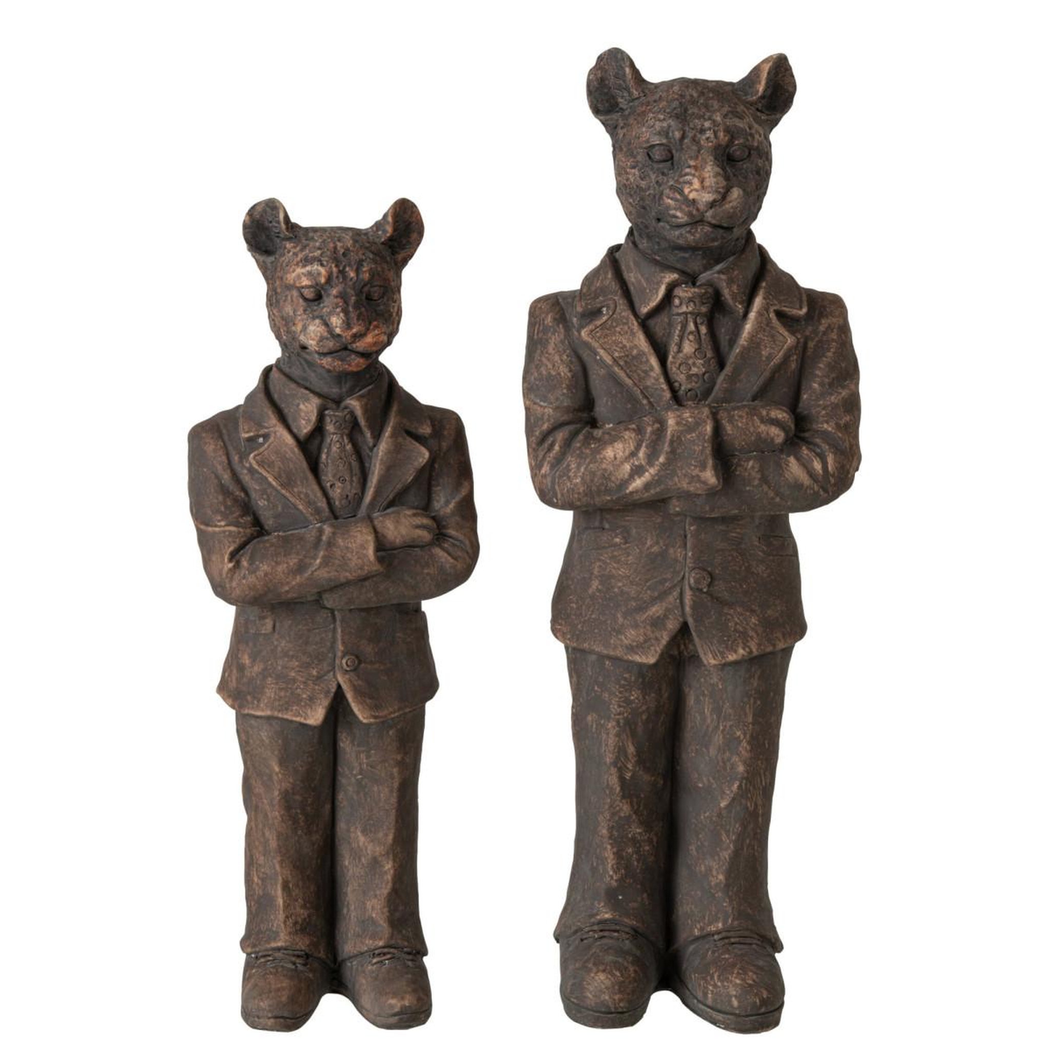 Voir la diapositive 4 : J-LINE Statuette déco léopard  zeno  47cm marron