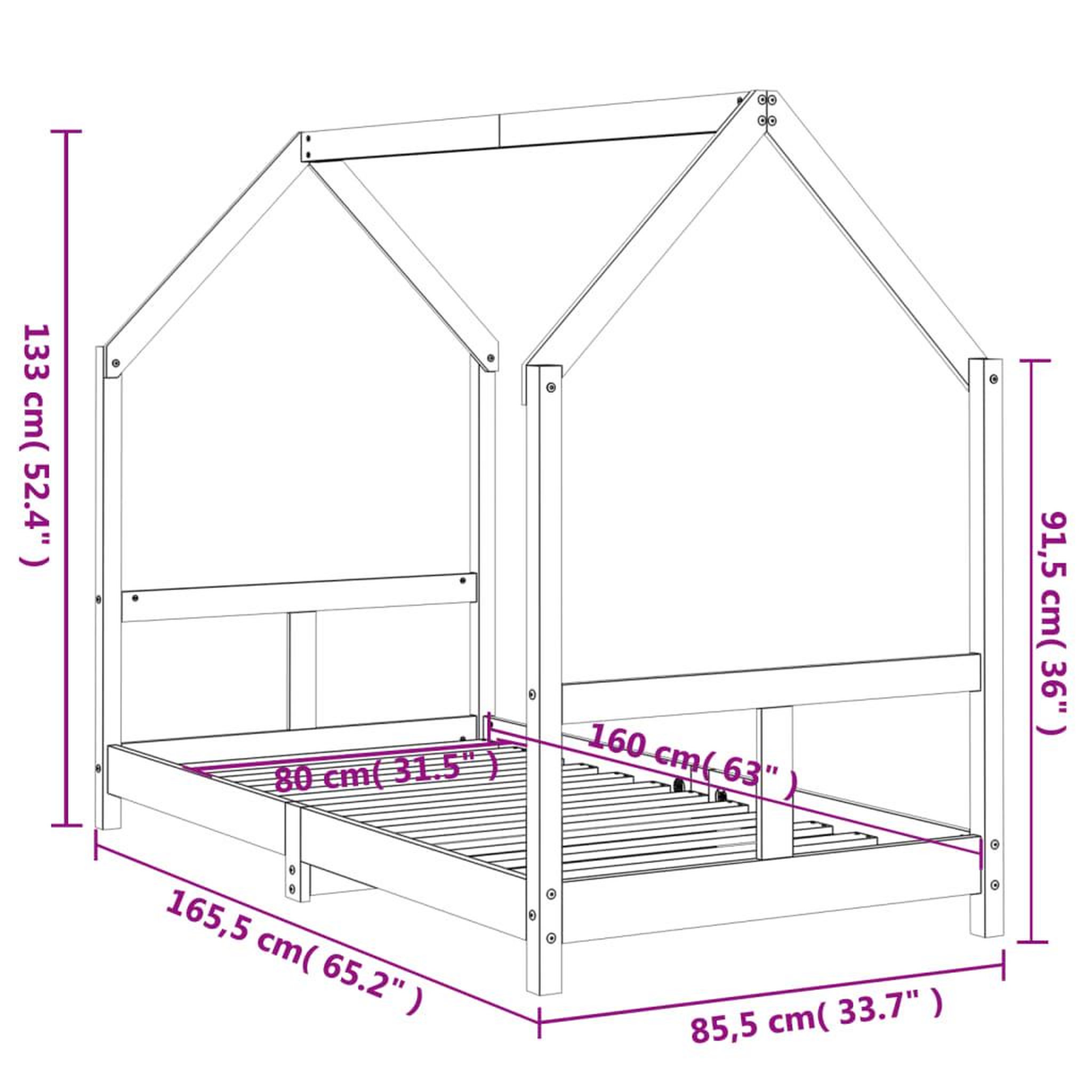 Voir la diapositive 6 : VIDAXL Cadre de lit pour enfant blanc 80x160 cm bois de pin massif