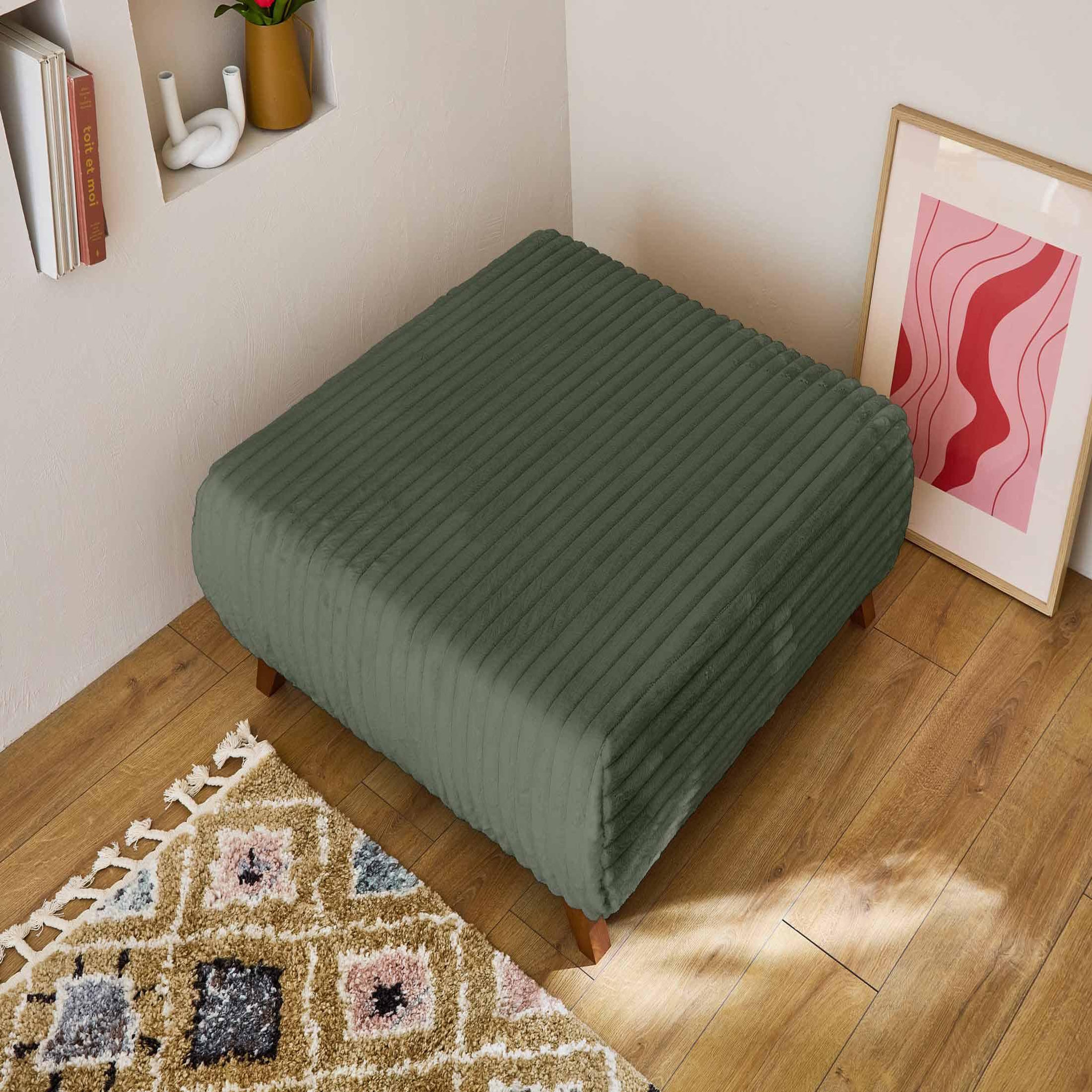 Voir la diapositive 4 : BEST MOBILIER Cristal - pouf modulable - 95 cm - en fausse fourrure côtelée