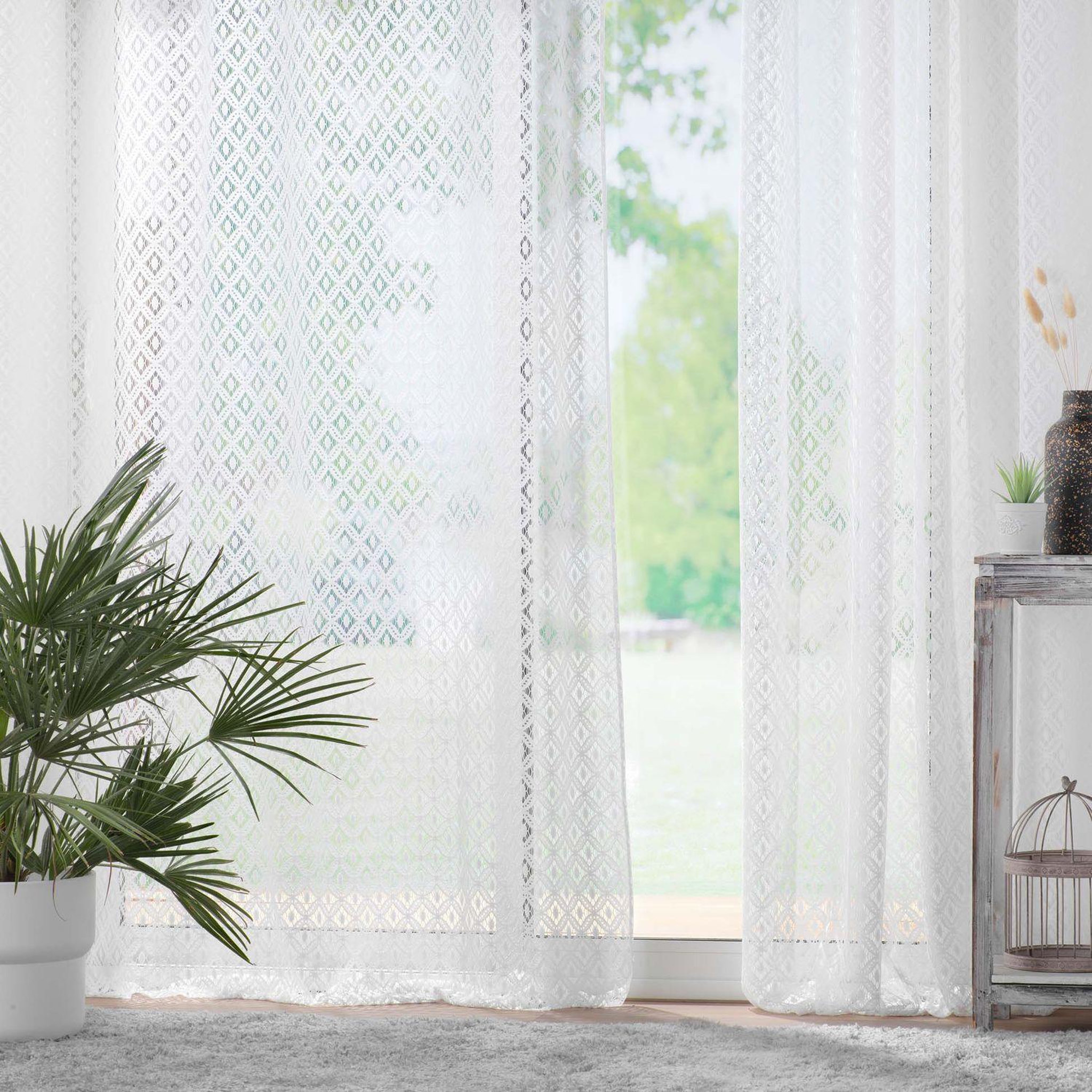 Voir la diapositive 2 : Douceur d'Intérieur Voilage maille adèle - 140 x 240 cm - blanc