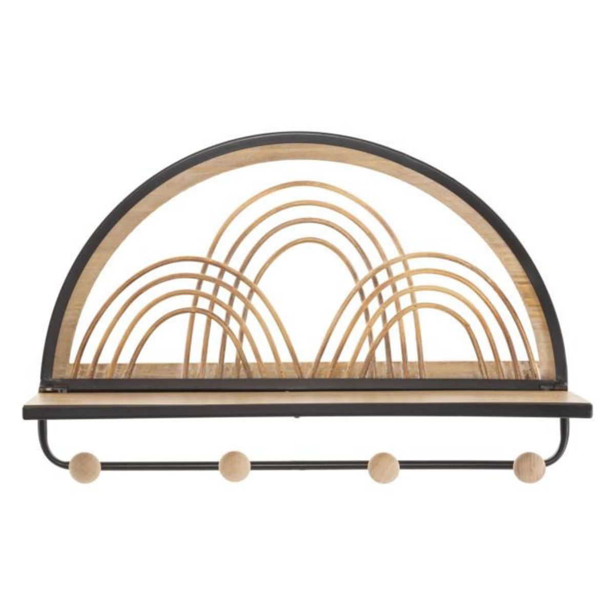 Paris Prix Patère Murale Avec Étagère  Porto  46cm Noir & Naturel