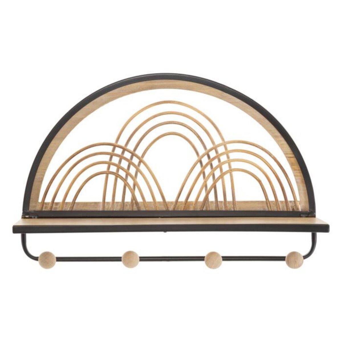 Paris Prix Patère Murale Avec Étagère  Porto  46cm Noir & Naturel