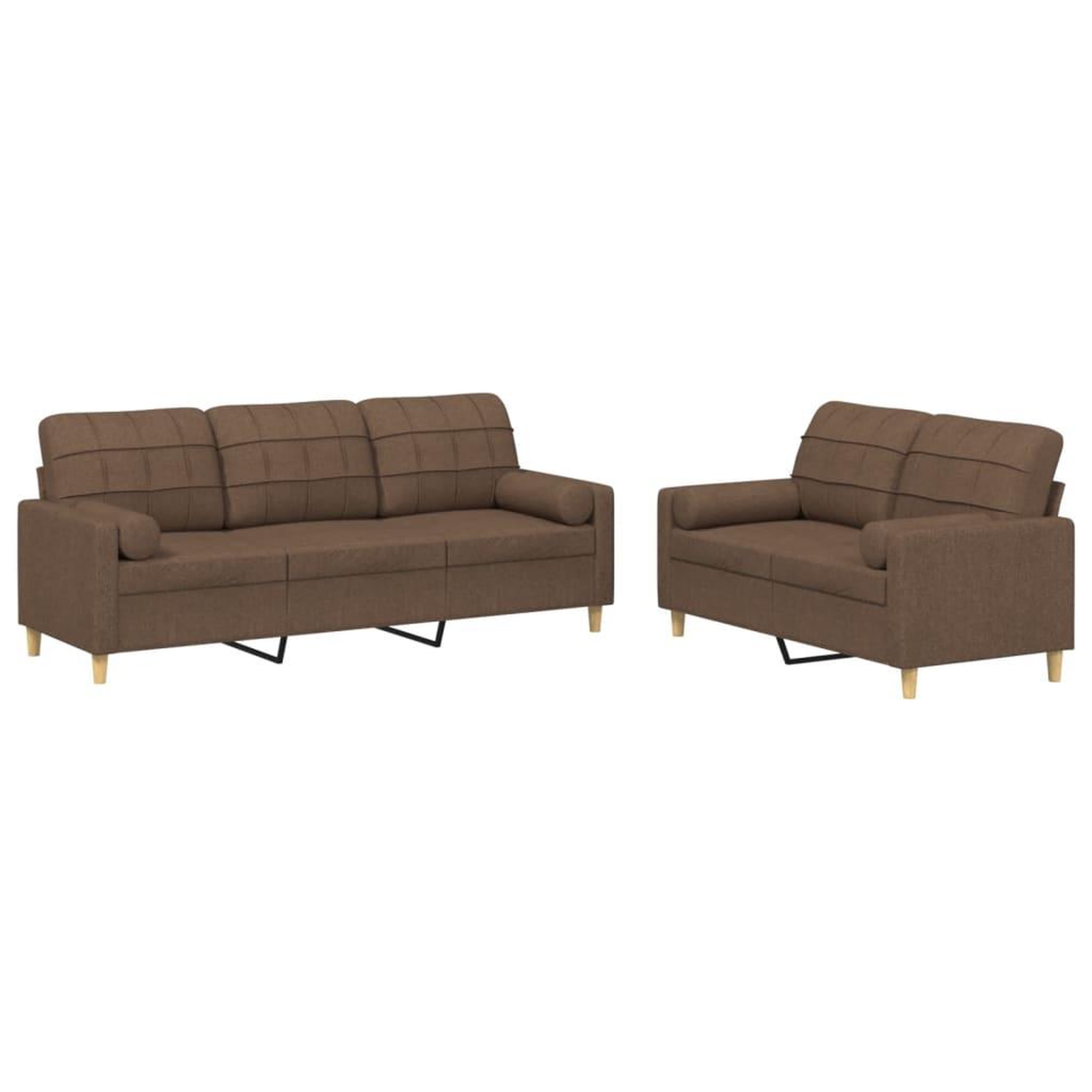 Voir la diapositive 2 : VIDAXL Ensemble de canapes 2 pcs avec coussins marron tissu