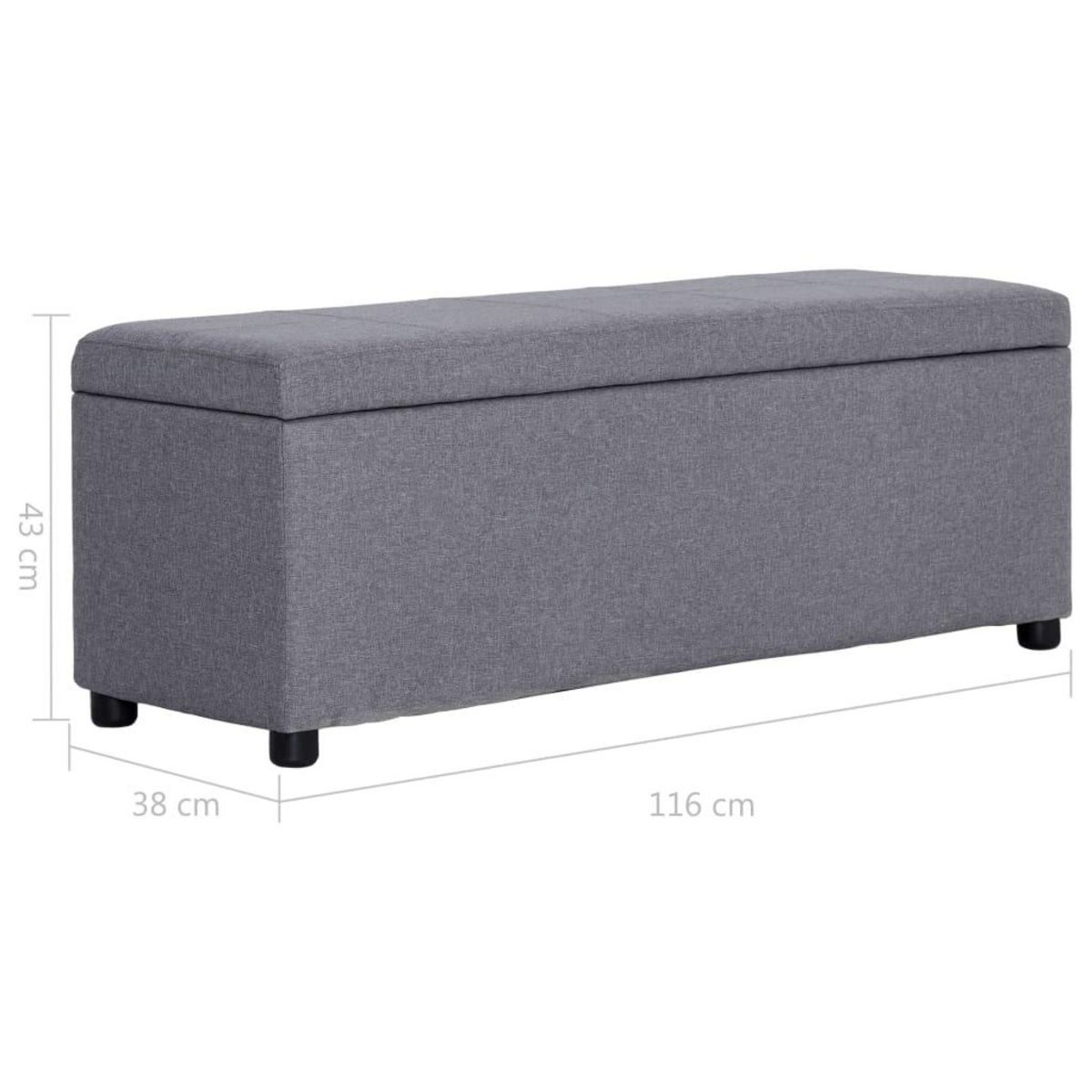 VIDAXL Banc avec compartiment de rangement 116 cm Gris clair Polyester