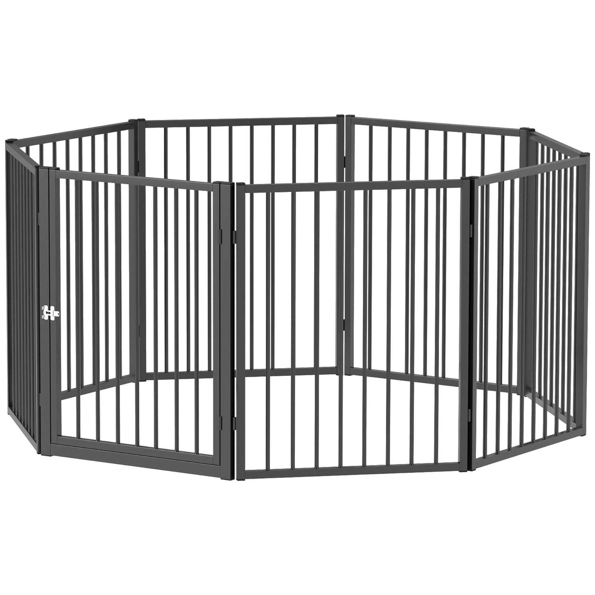PAWHUT Parc enclos chien modulable pliable - porte verrouillable, 8 panneaux - acier noir