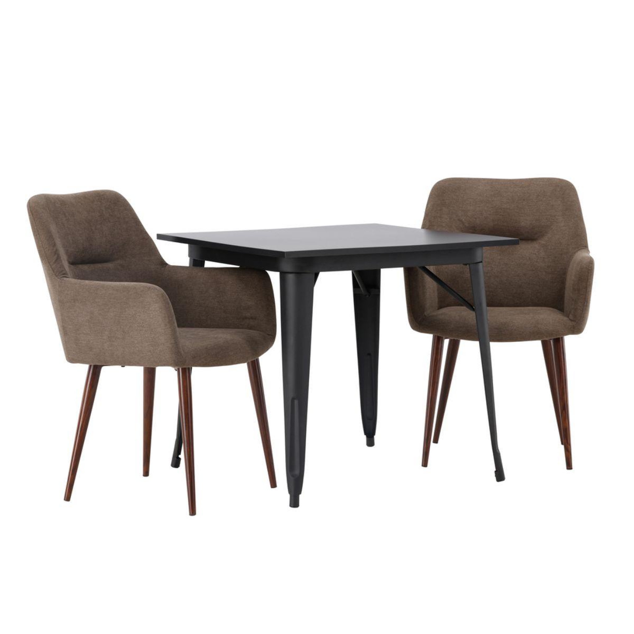 Paris Prix Ensemble table à manger & 2 chaises  tempe & tomorrow  80cm marron & noir
