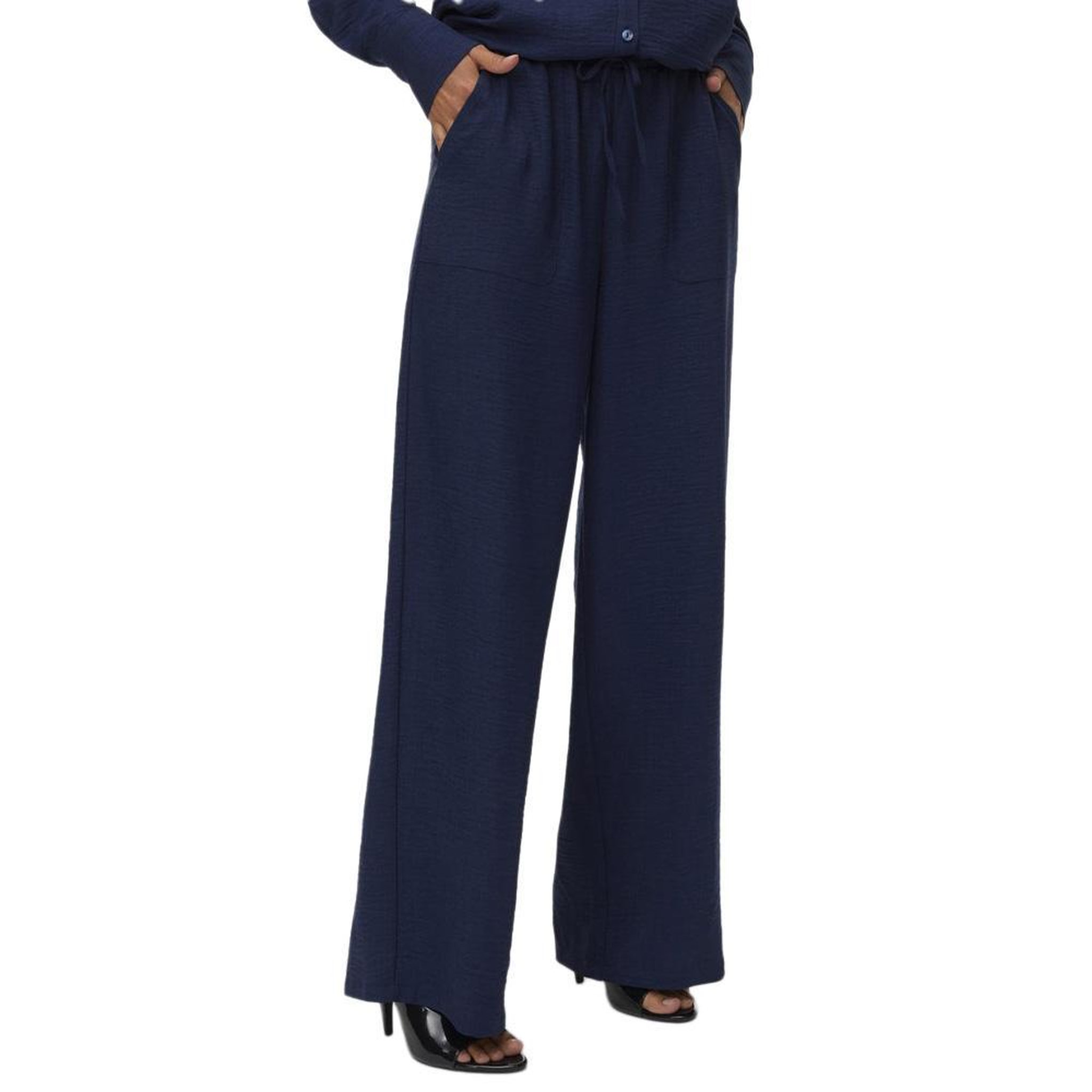 Vero Moda Pantalon fluide Marine Femme Vero Moda Melaney. Coloris disponibles : Bleu