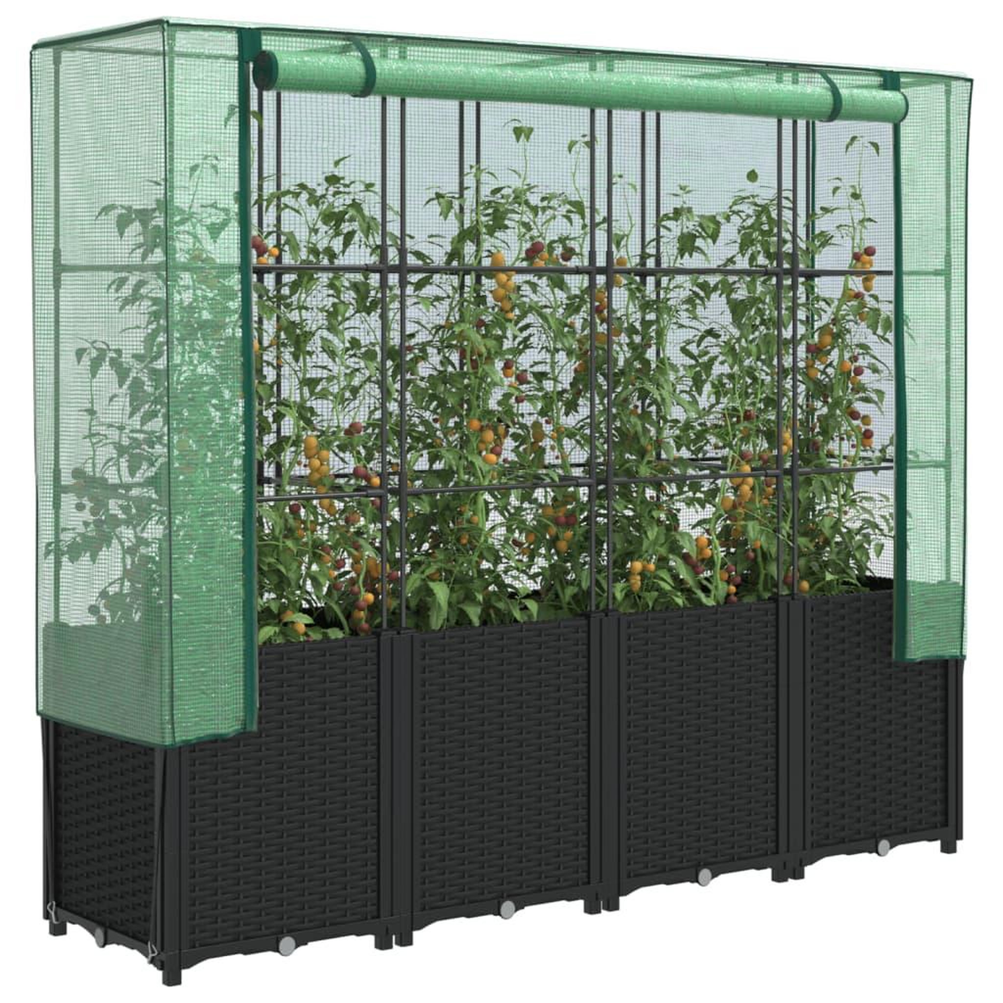 VIDAXL Jardiniere surelevee avec housse aspect rotin 160x40x153 cm