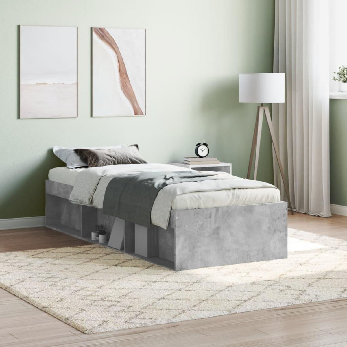 VIDAXL Cadre de lit sans matelas gris beton 75x190 cm