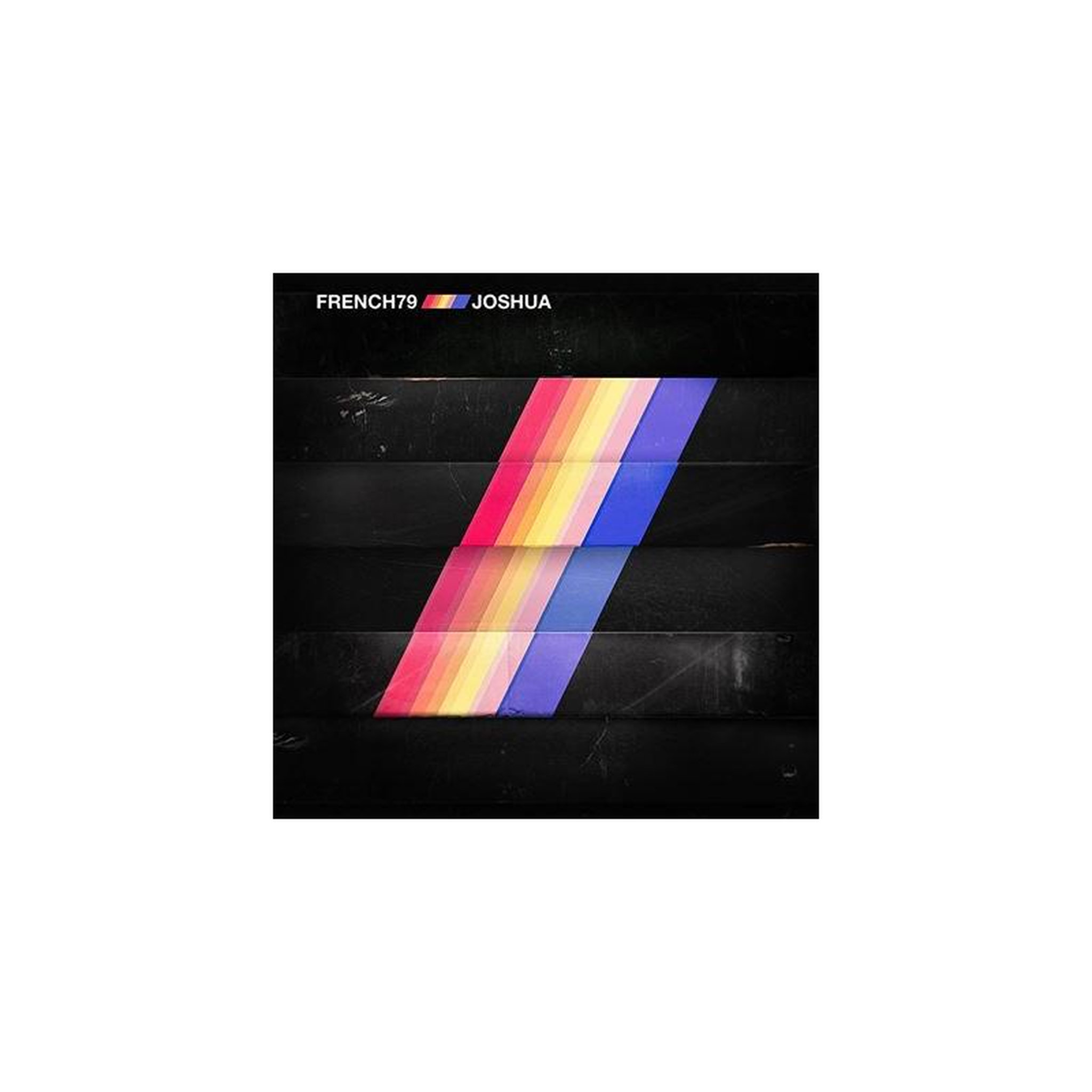 Vinyle joshua french79 pochette 7 diagonale multi-couleur sur fond sombre texturé