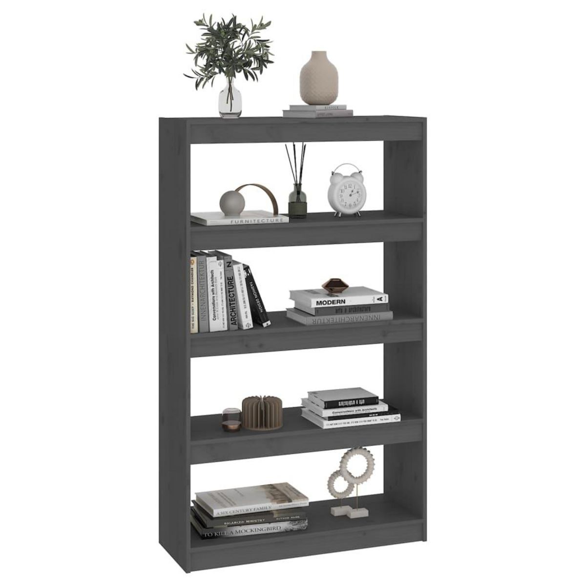 VIDAXL Bibliotheque/Separateur de piece Gris 80x30x135,5 cm Pin massif