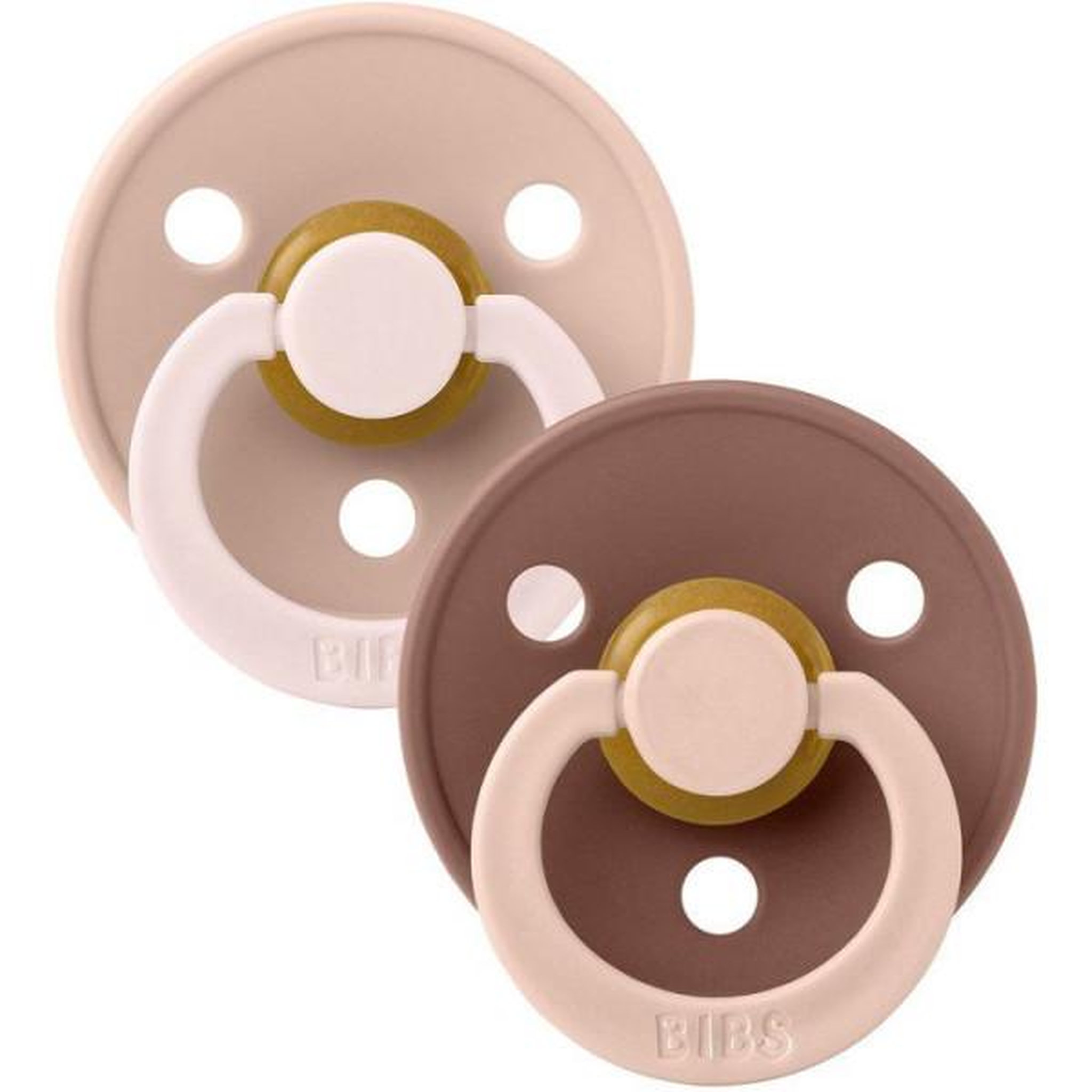 BIBS Sucette bébé - BIBS Studio Colour - Ronde - T2 - Caoutchouc naturel - Woodchuck Mix - Pack de 2
