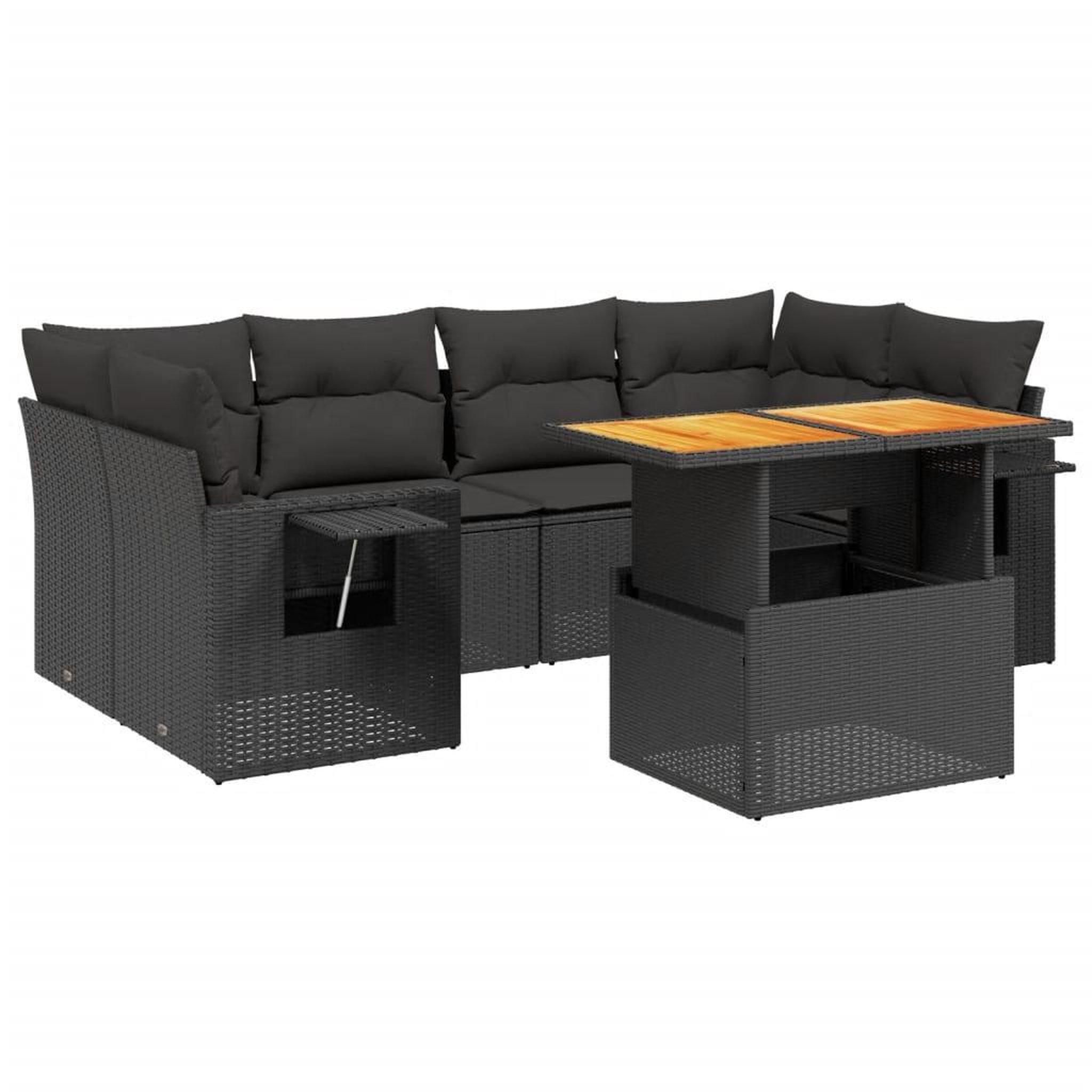 Voir la diapositive 2 : VIDAXL Salon de jardin 7 pcs avec coussins noir resine tressee
