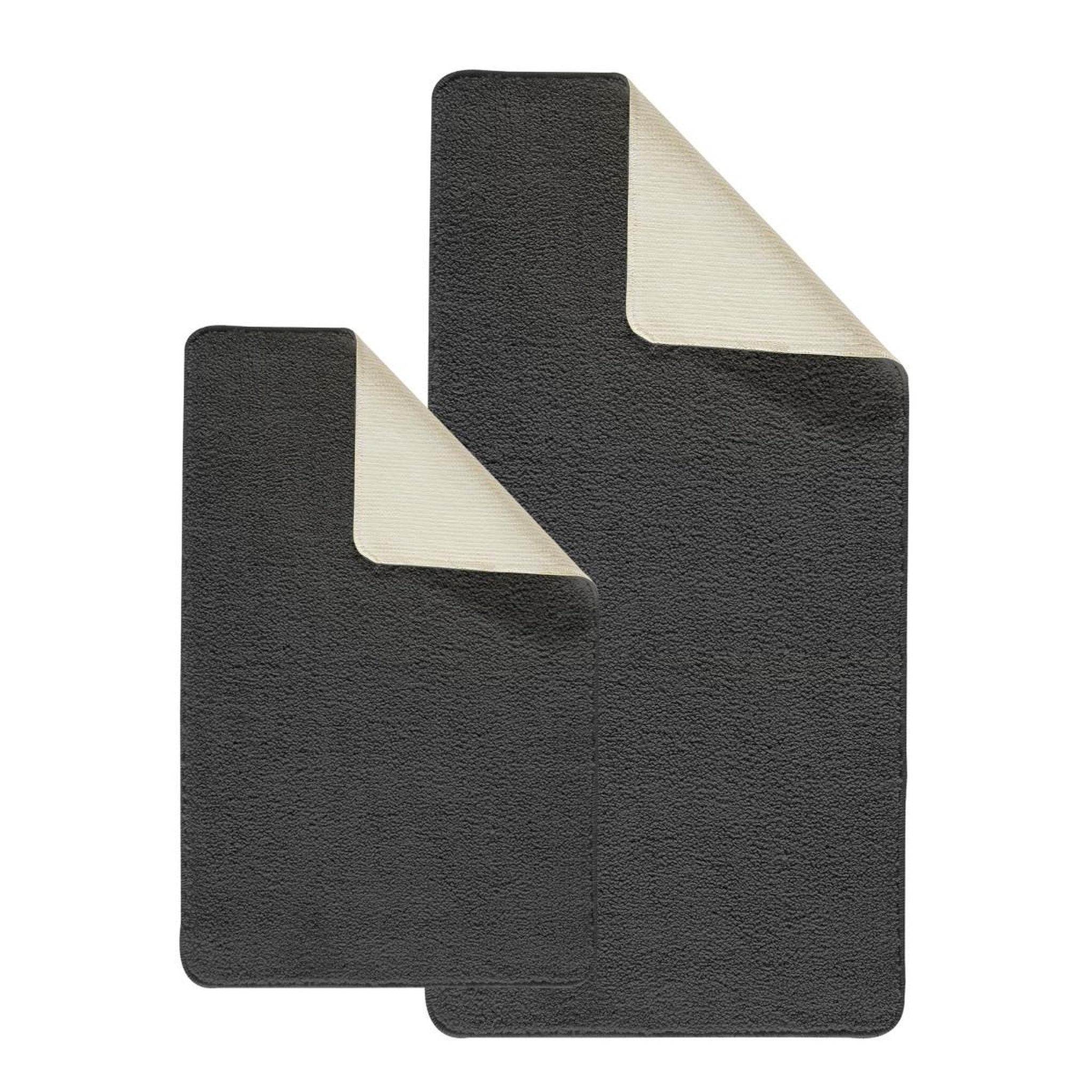 GUY LEVASSEUR Lot de 2 tapis de bain polyester 60x120cm + 50x80cm 60x120cm. Coloris disponibles : Jaune, Marron, Gris
