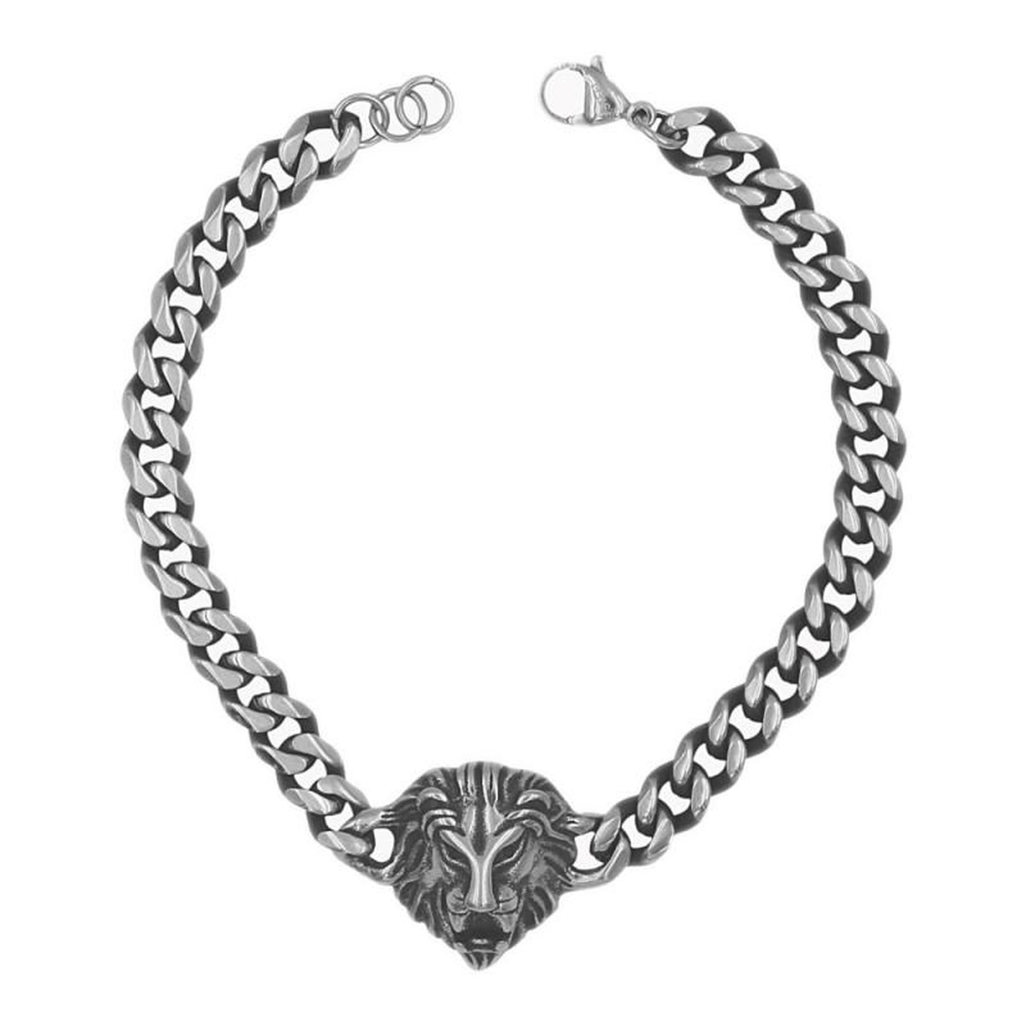 Voir la diapositive 1 : L'ATELIER D'AZUR Bracelet Acier - Tête de Lion - Homme