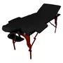 VIVEZEN Table de massage pliante 3 zones en bois foncé avec panneau Reiki + Accessoires et housse de transport - Noir