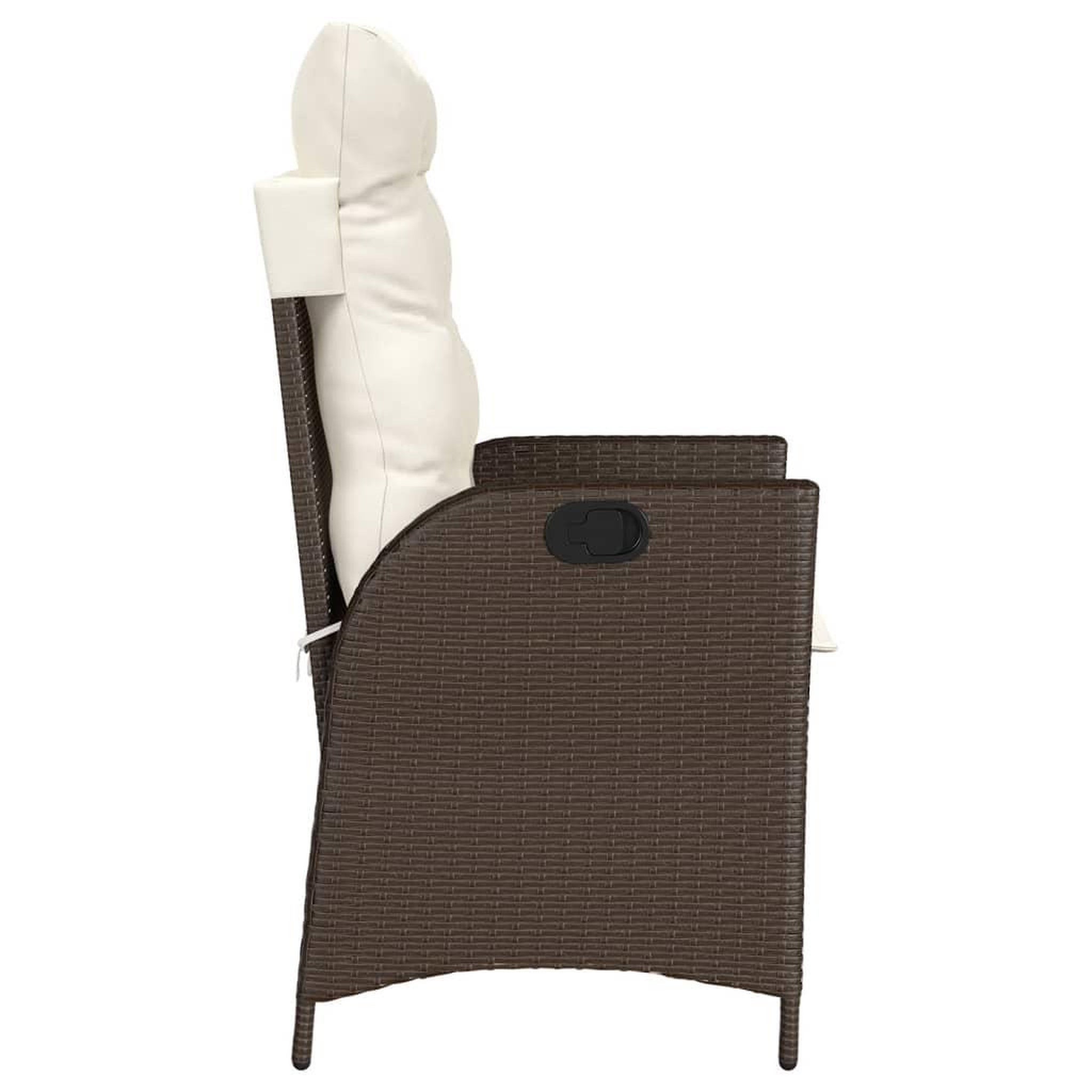 Voir la diapositive 5 : VIDAXL Chaise inclinable de jardin avec coussins marron resine tressee