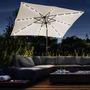 Voir la diapositive 2 : OUTSUNNY Parasol lumineux rectangulaire inclinable dim. 2,68L x 2,05l x 2,48H m parasol LED solaire métal polyester haute densité blanc cassé