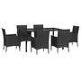 Voir la diapositive 3 : VIDAXL Ensemble a manger de jardin coussins 7pcs Noir Resine tressee