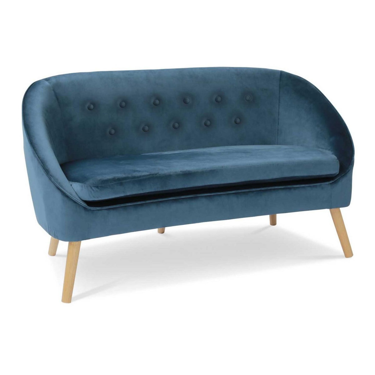 ID MARKET Canapé banquette en velours SONIA bleu