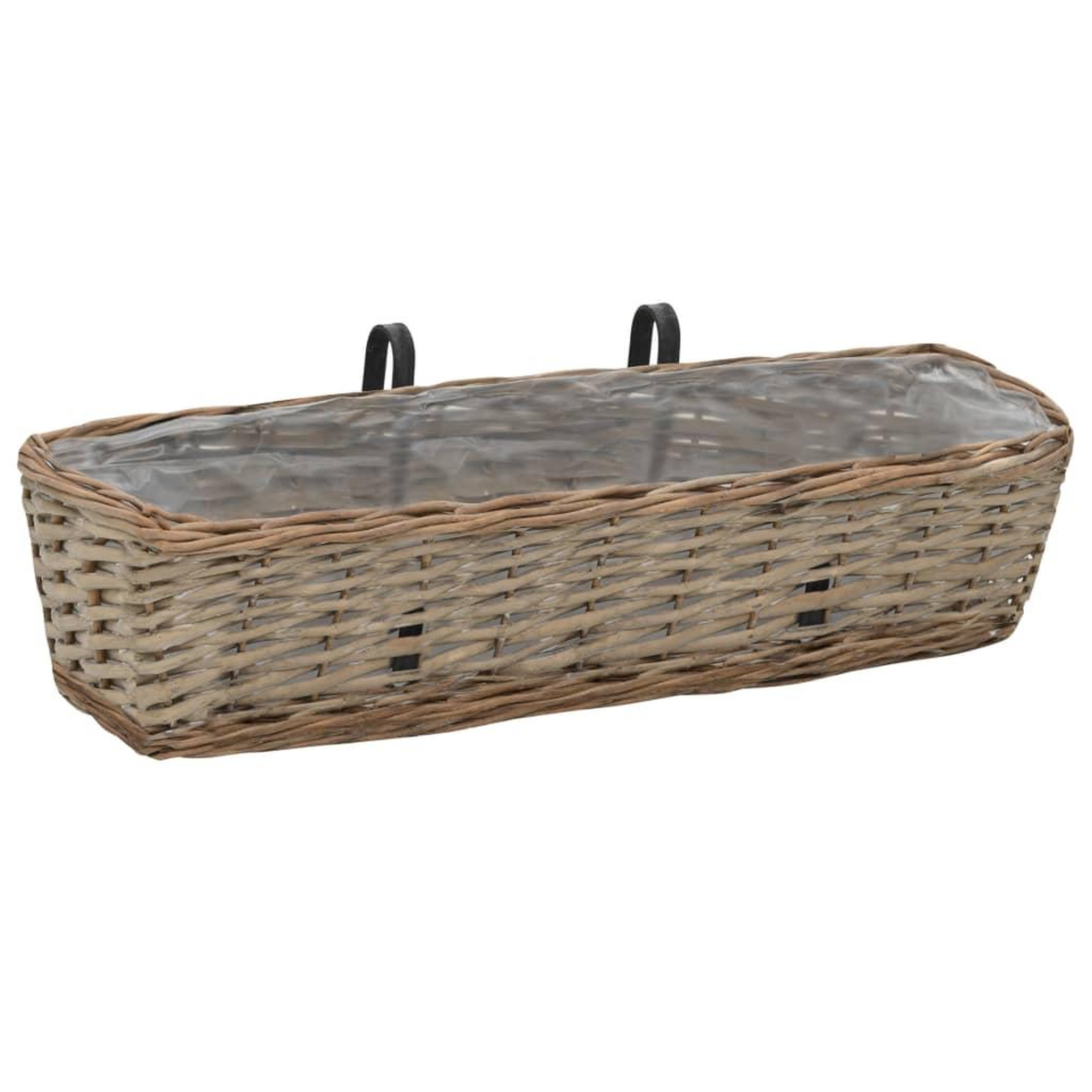Voir la diapositive 2 : VIDAXL Jardiniere de balcon 2 pcs Osier avec doublure en PE 60 cm