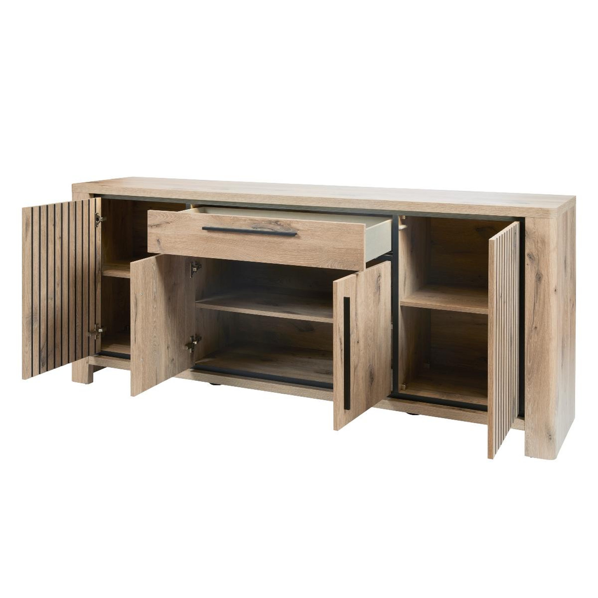 Voir la diapositive 3 : JLC KREATION Buffet bas industriel avec led 220 cm santorini