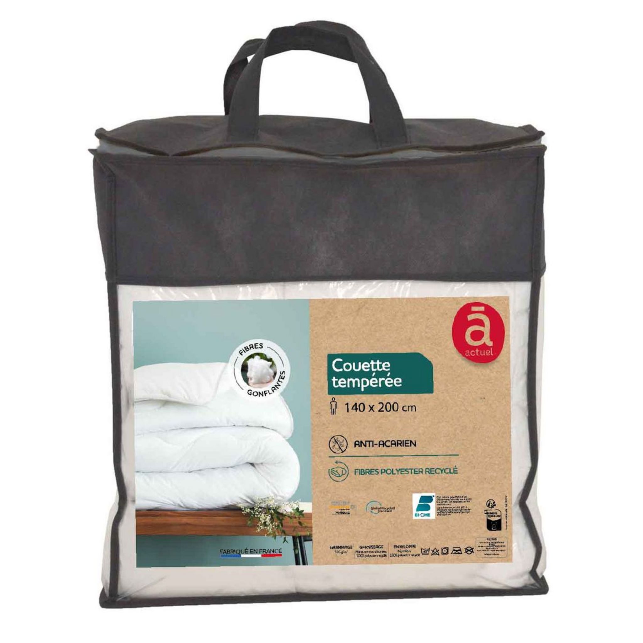 Couette Bébé Tempérée 80x120 Cm - Anti-acariens Et Anti-bactérienne, Garnissage Fibres Creuses Siliconées 350g