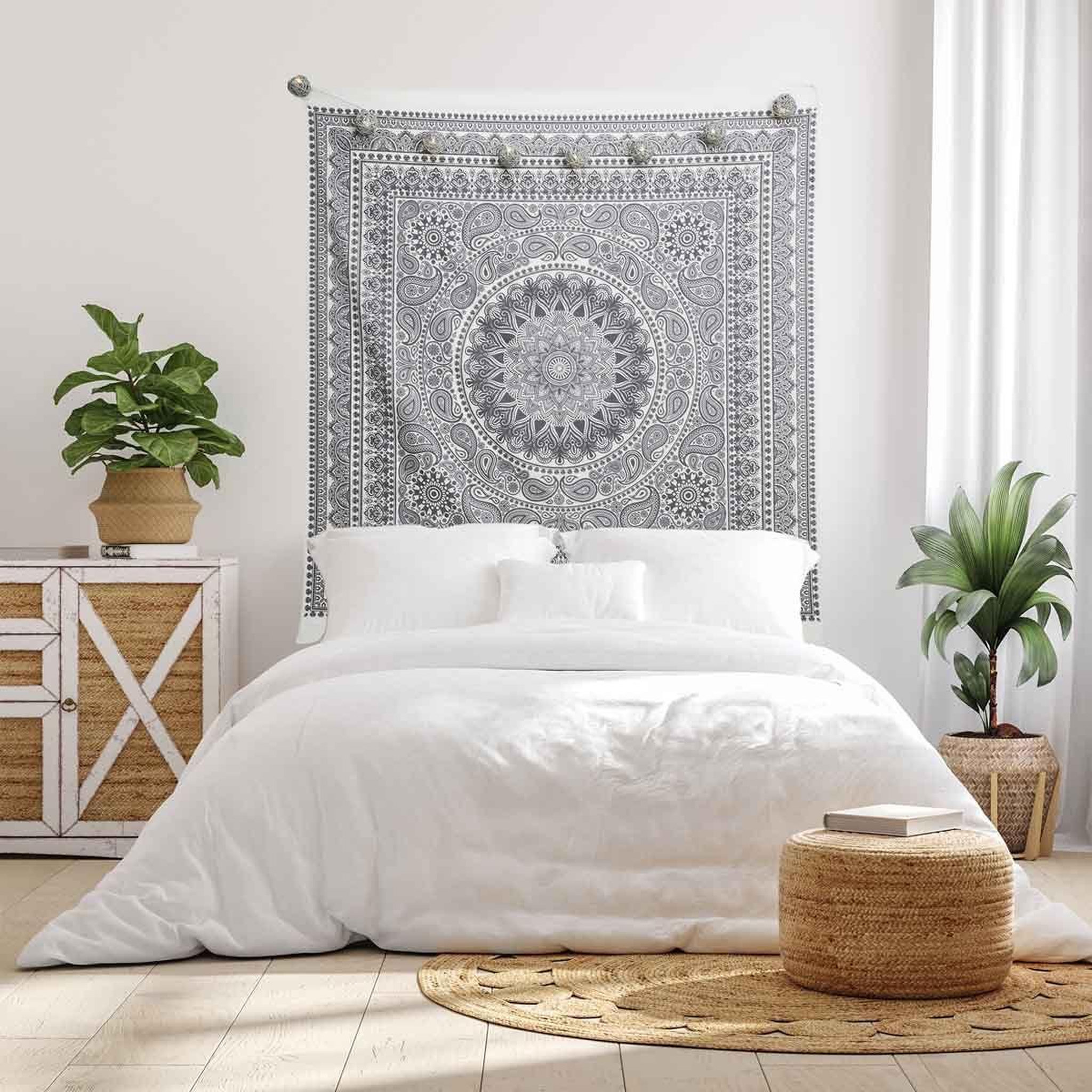 Voir la diapositive 3 : The Home Deco Factory Tapisserie murale déco  mandala  150cm gris