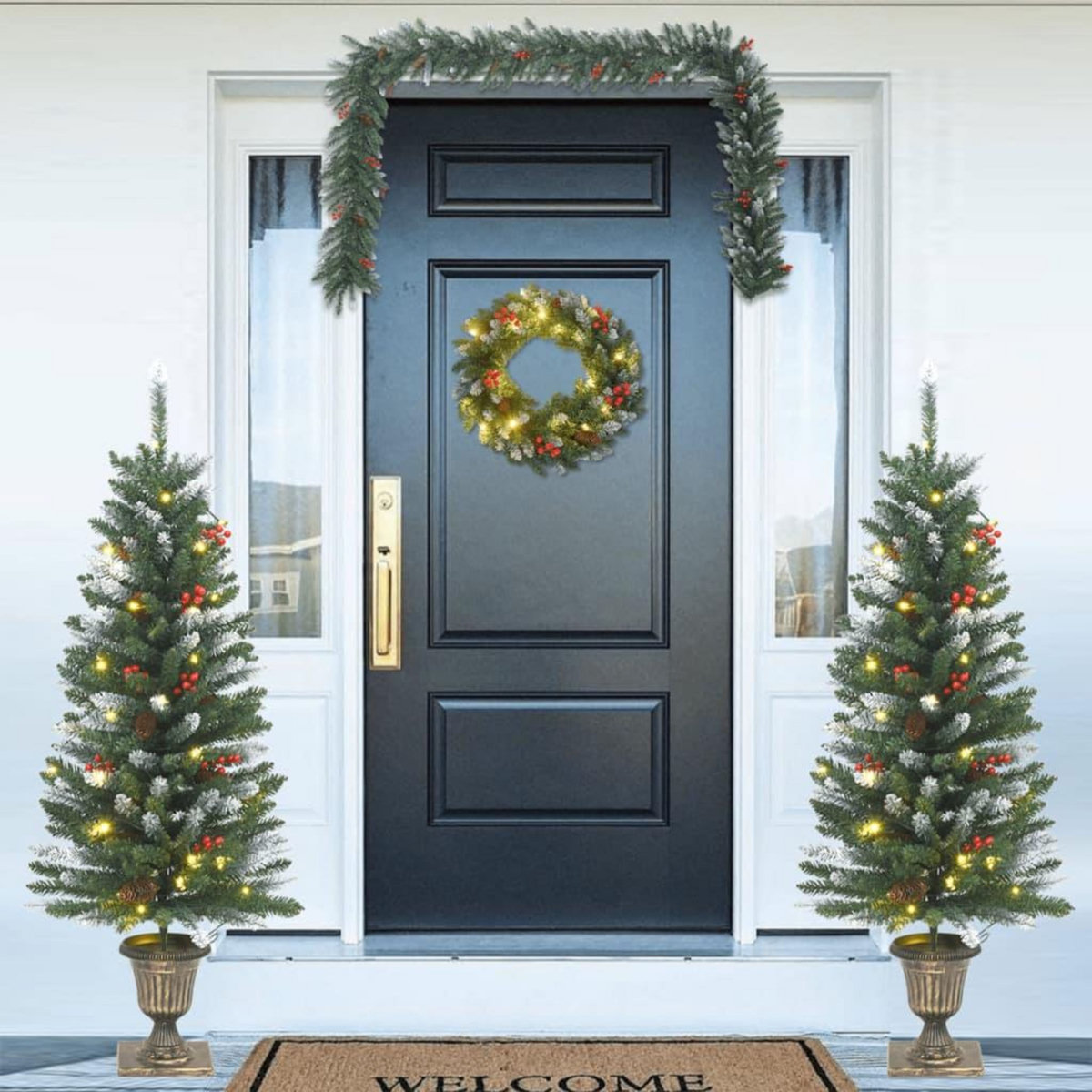 VIDAXL Ensemble de decoration de porte de Noël 4 pcs PVC