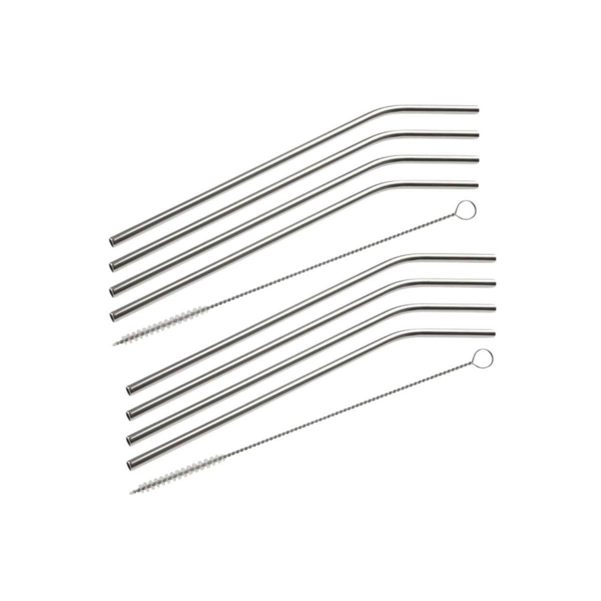 Fackelmann Lot de 8 pailles incurvées en inox avec goupillons 24 cm Fackelmann Bar Concept