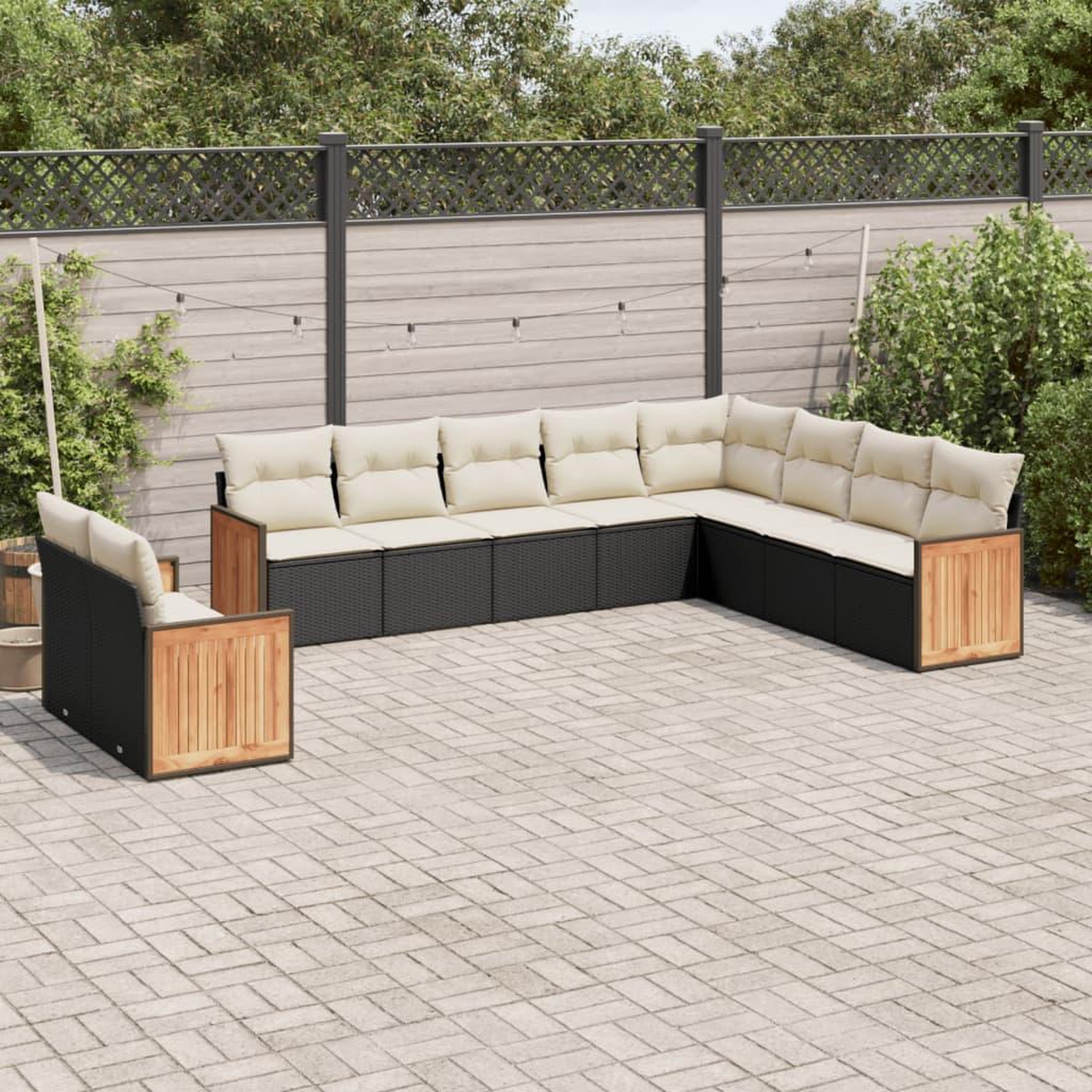 VIDAXL Salon de jardin 10 pcs avec coussins noir resine tressee
