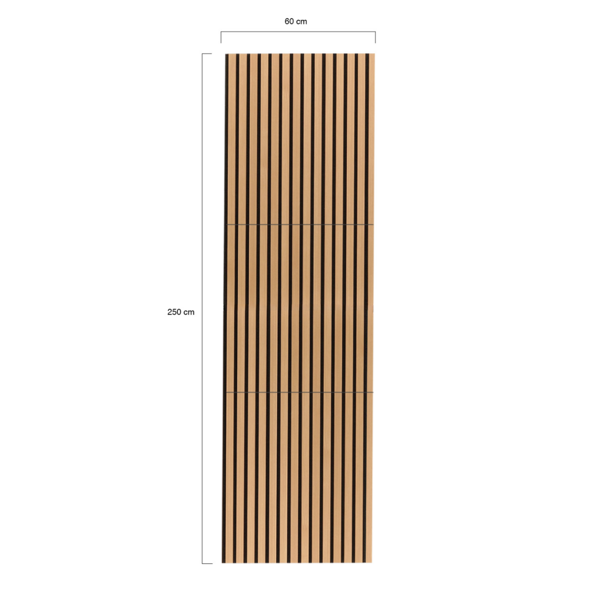 ID MARKET Panneaux acoustiques en tasseaux de bois 250 x 60 cm effet chêne clair et noir